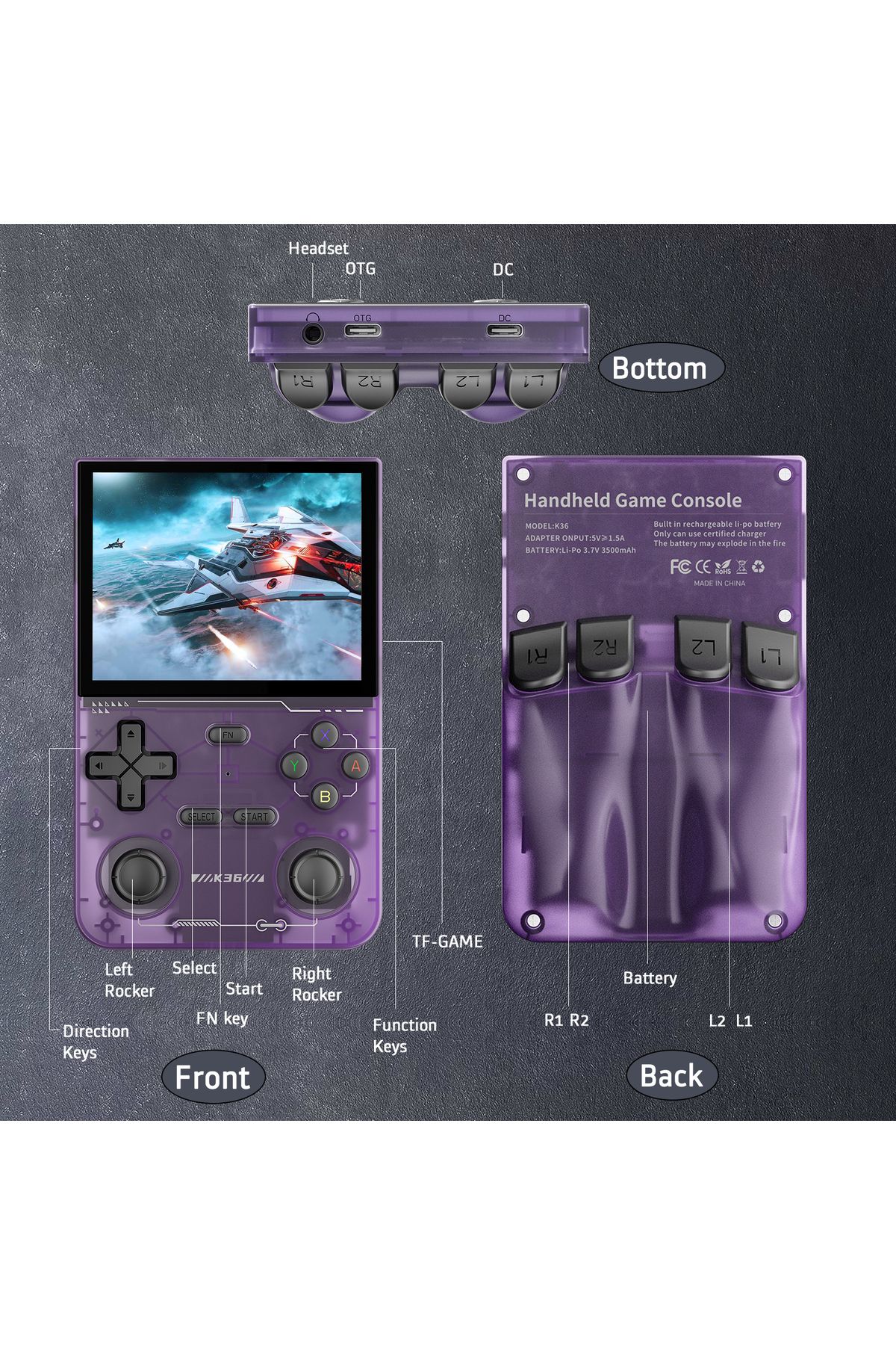 Choice-Open Source K36 Retro Handheld Video Game Console Linux System 3.5 Inch IPS Screen Portable Pocke... 7