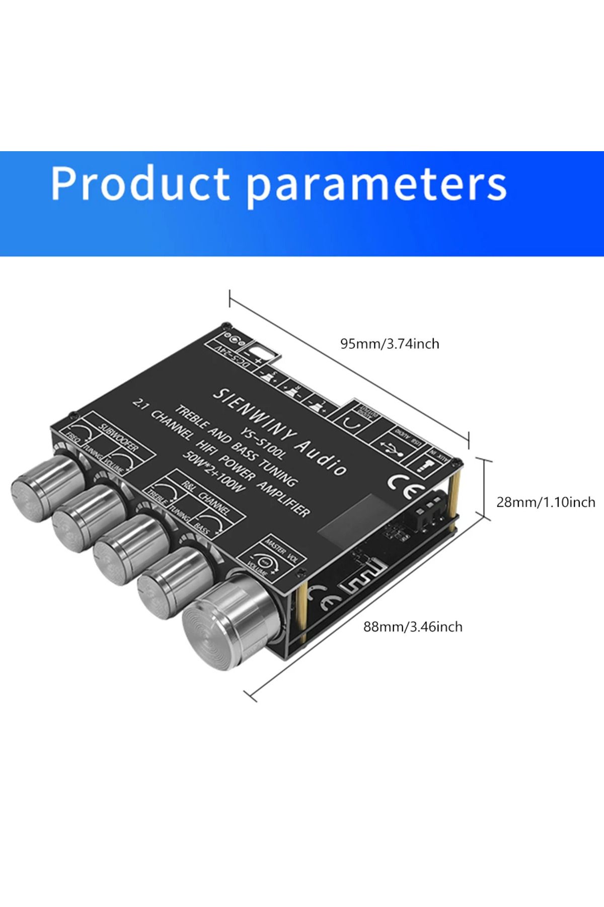 VODOOL-YS-S100L Bluetooth 5.1 Digital Power Amplifier Board 100W+2*50W 2.1 Channel CS8673E Power Audio S... 7