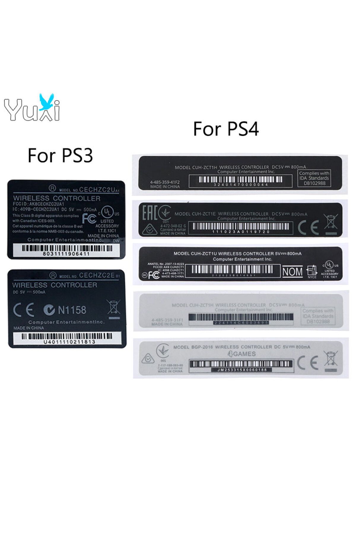 Choice-YuXi 1 Piece For PS4 Controller Back Label Housing Shell Sticker Seals For PS3 Wireless Handle Re... 2