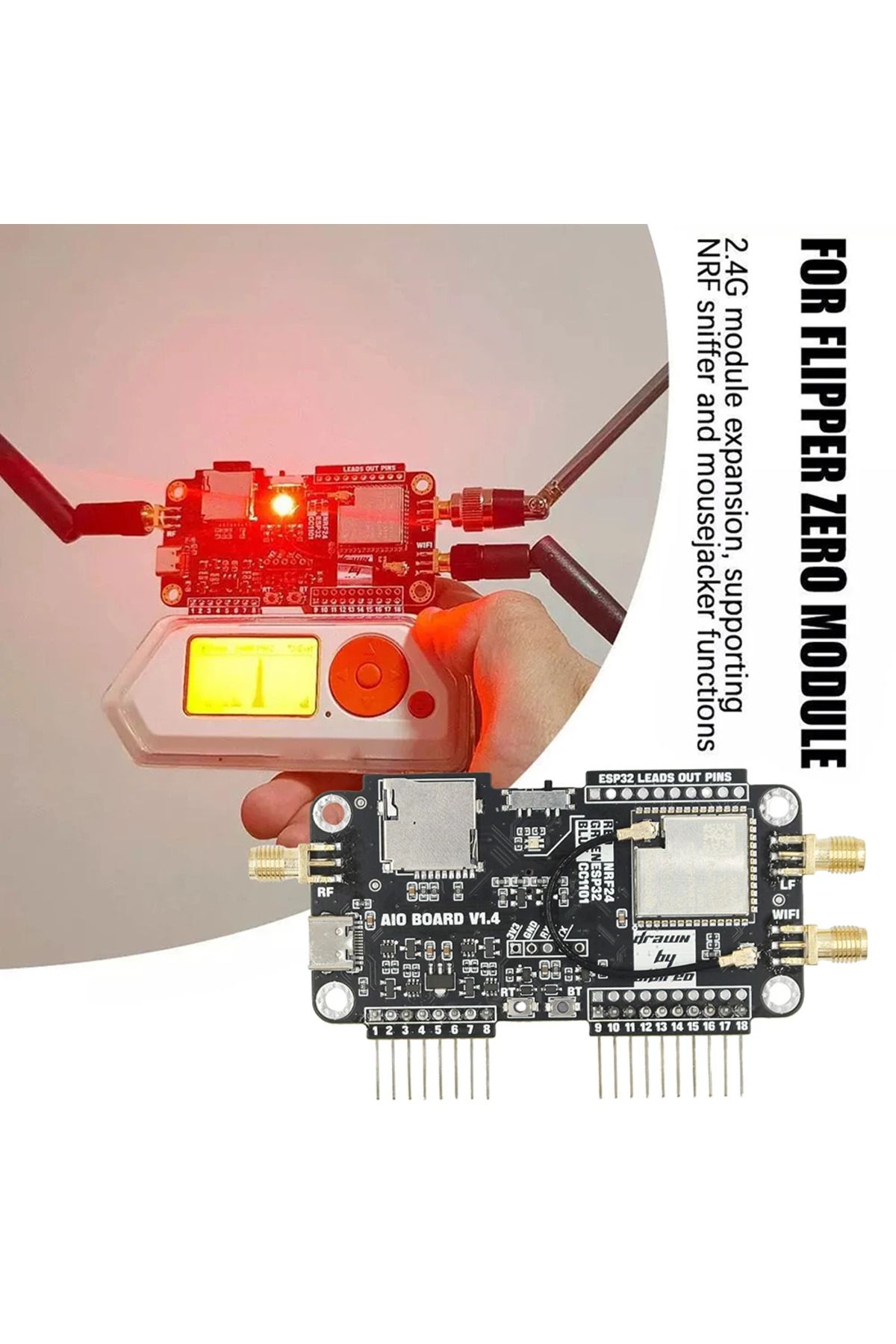 VKTECH-For Flipper Zero Multiboard 3 in 1 Expansion Board 2.4G Module Expansion WiFi NRF24 + ESP32 Expan... 3
