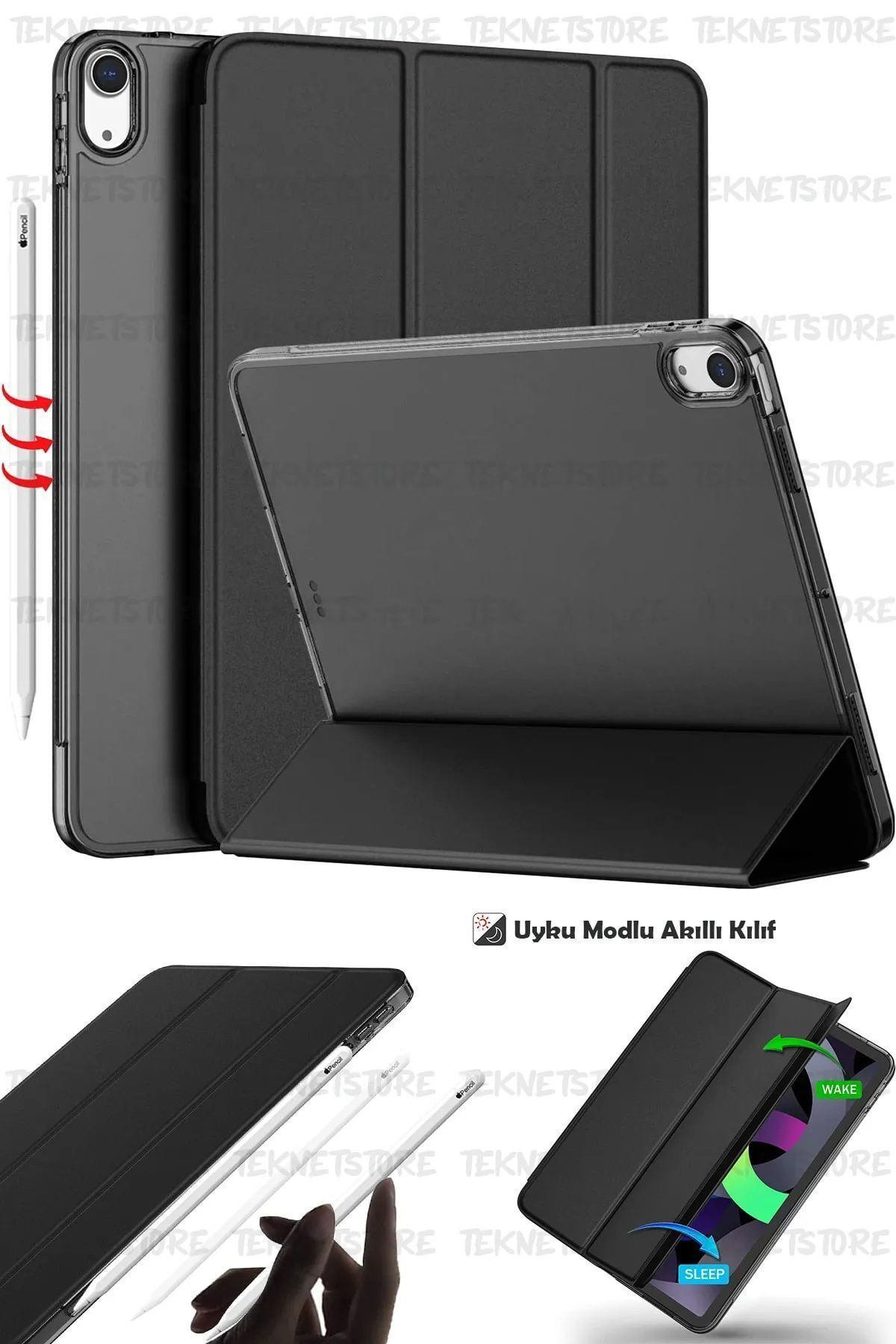 TEKNETSTORE Ipad Air 11 10.9 Inç Air 4 5 6 2020 2022 2024 Kılıf Kapaklı Uyku Modlu Standlı Smart Akıllı Case