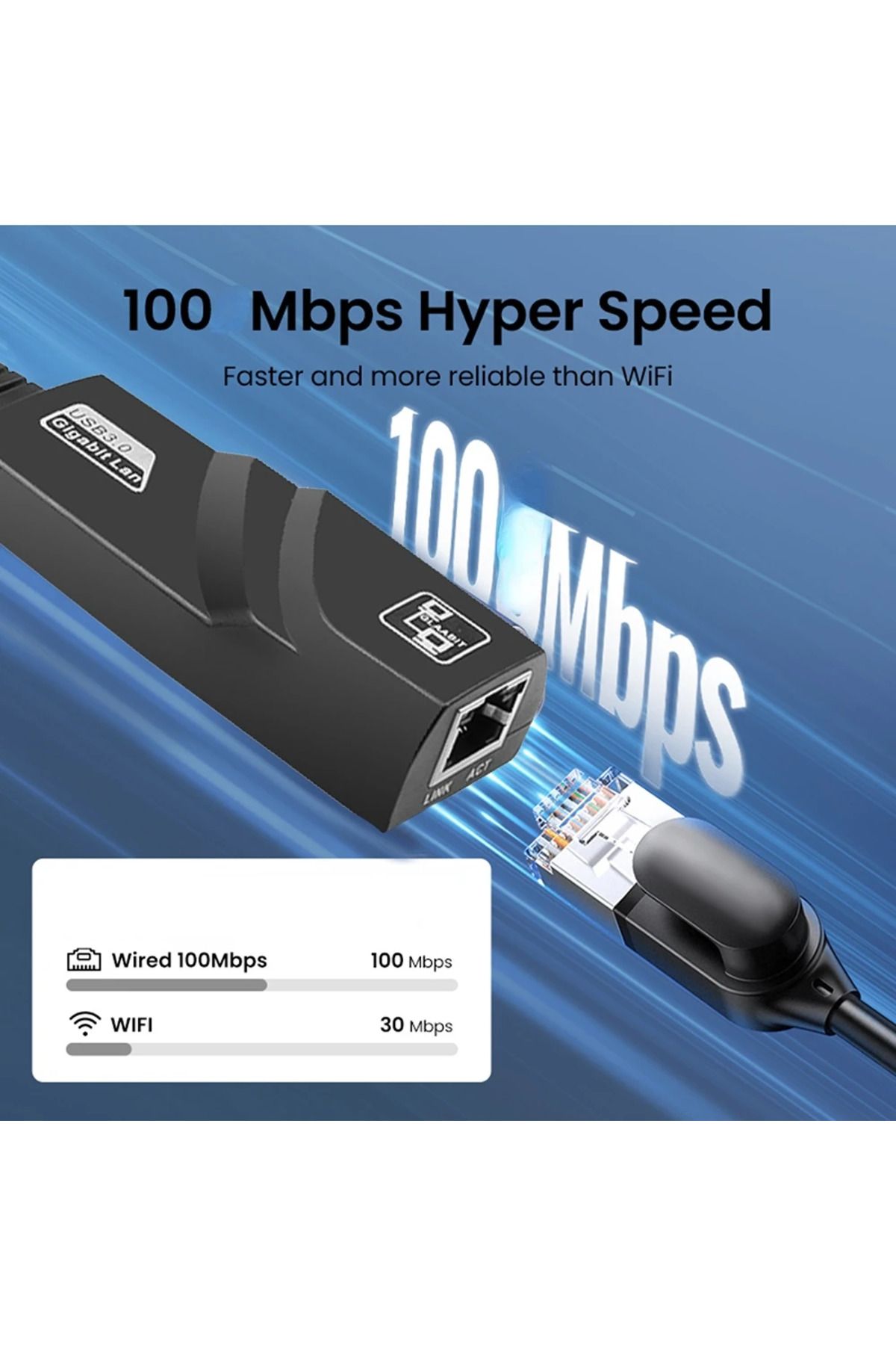 congdi-Wired USB 3.0 To Rj45 Lan Ethernet Adapter 10/100Mbps Network Cable for Xiaomi Mi Box PC Windows ... 3