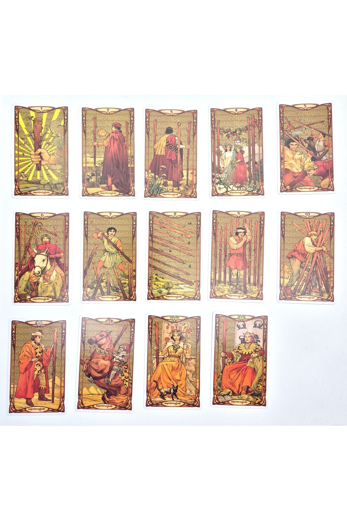 Spelt-78 Card Golden Art Nouveau 9x5,5cm Mini Tarot Deck Tarot Cards 6