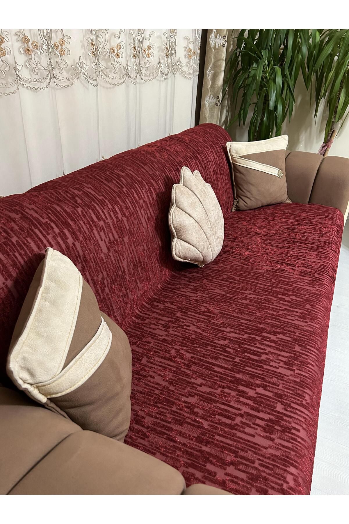 Tekstilsa-New Fashion Burgundy Sponge Sofa Cover - 1Pc 6