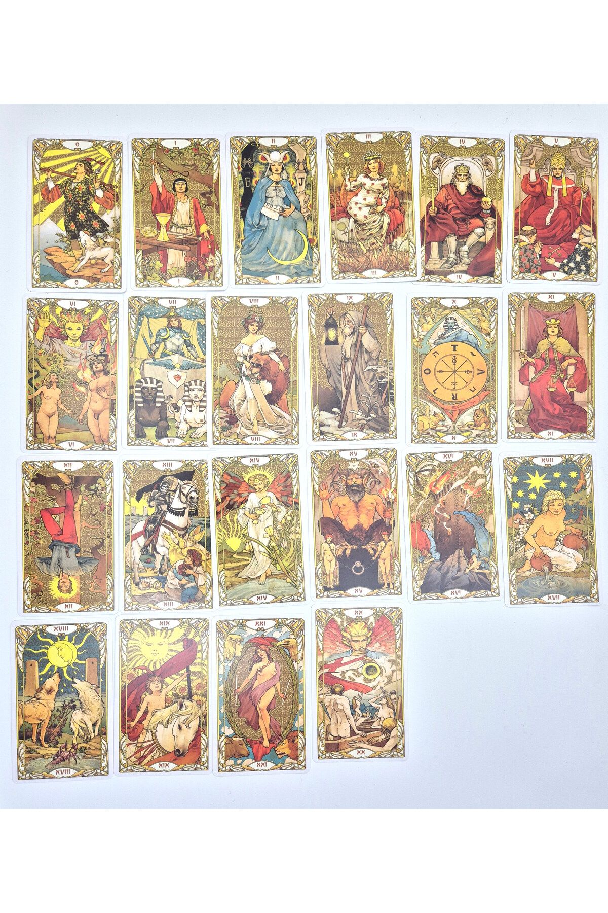 Spelt-78 Card Golden Art Nouveau 9x5,5cm Mini Tarot Deck Tarot Cards 7