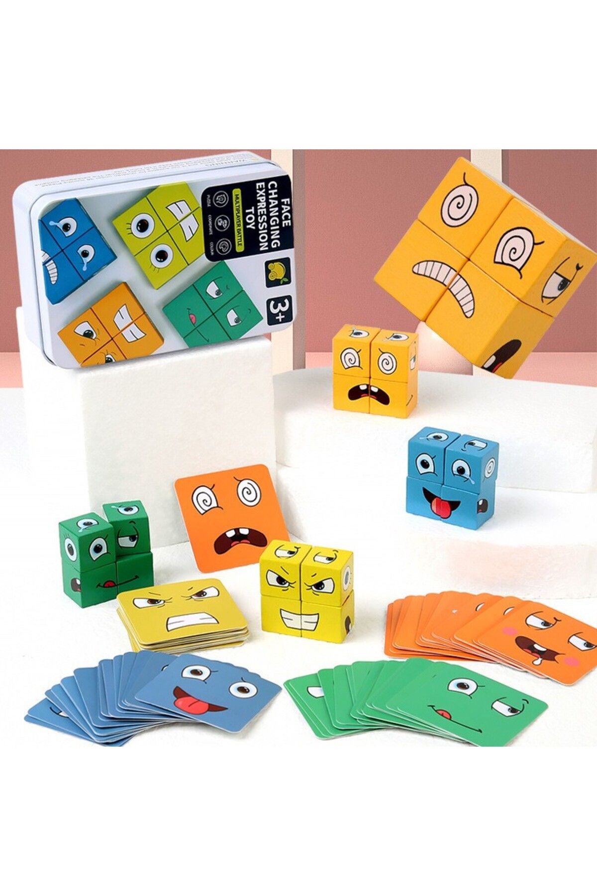 Choice-Cube Face Changing Building Blocks Board Game Cartoon Puzzle Montessori Toys Wooden Level Game Th... 4