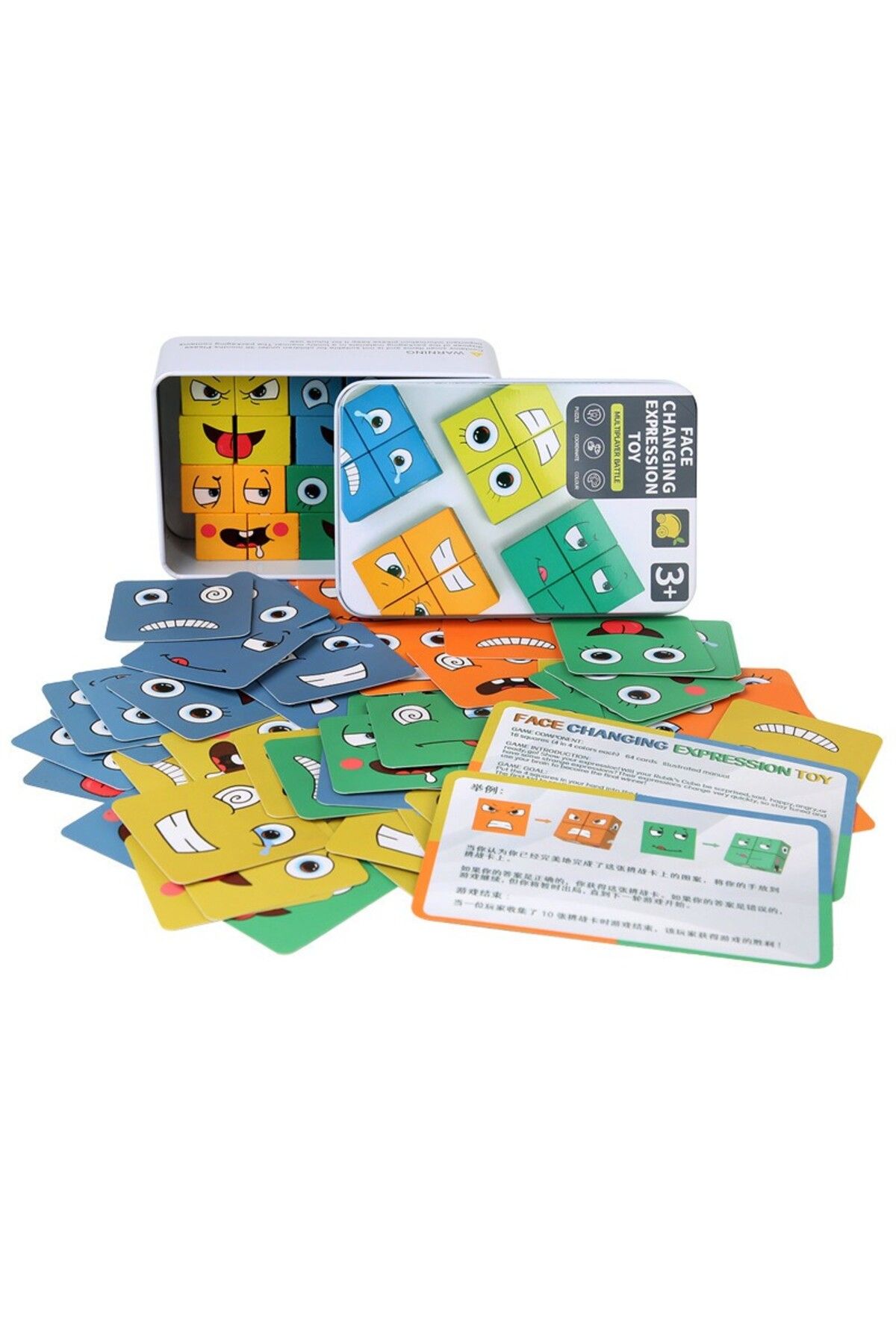 Choice-Cube Face Changing Building Blocks Board Game Cartoon Puzzle Montessori Toys Wooden Level Game Th... 1