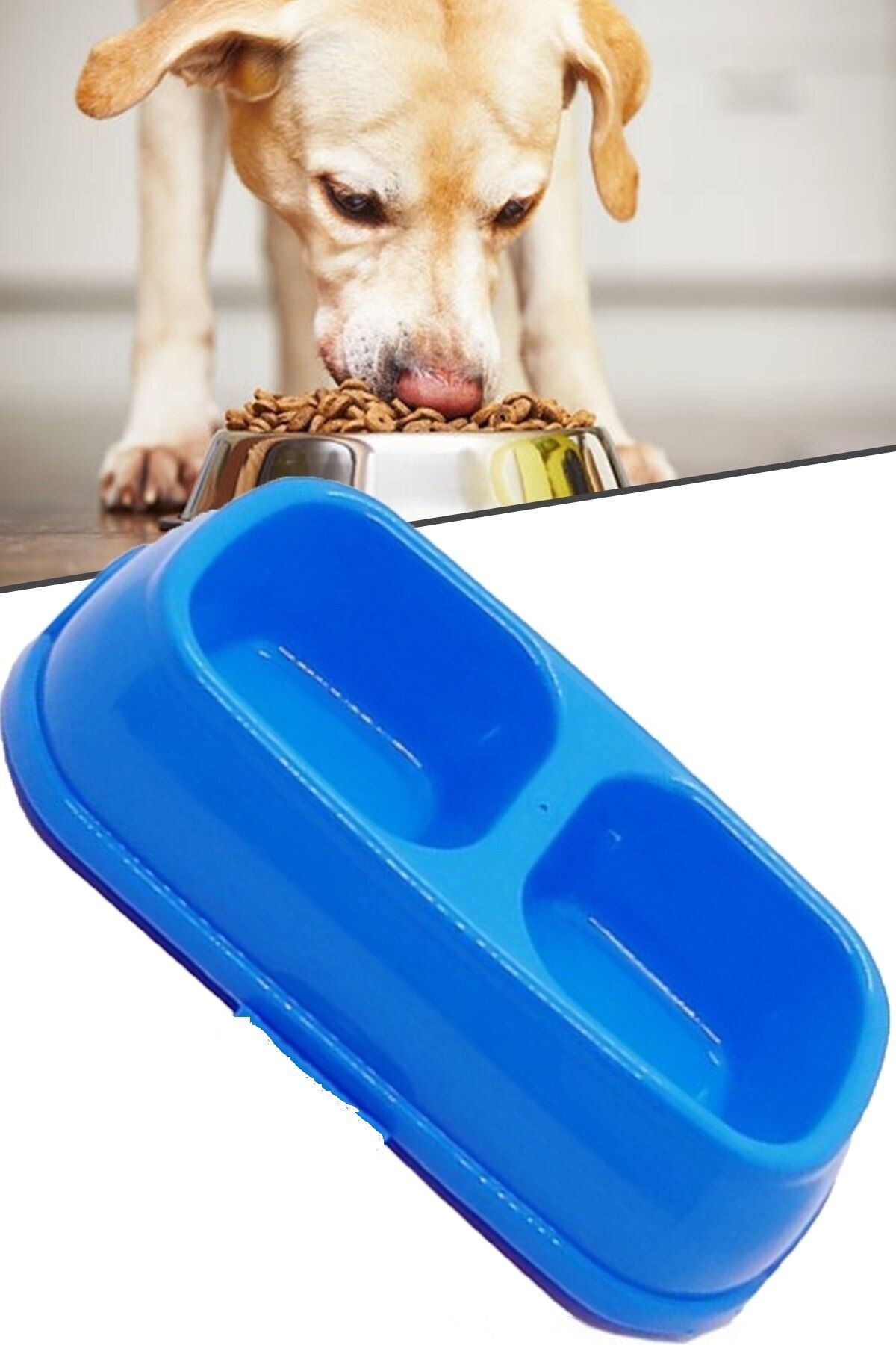 OEM Kedi - Köpek Mama Ve Su Kabı 2 Bölmeli Büyük Boy