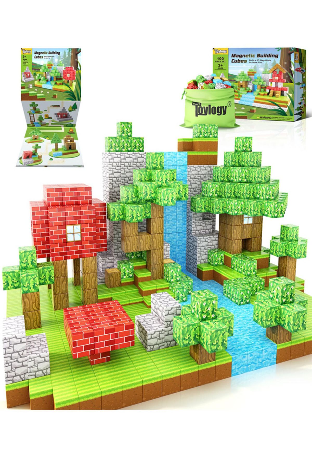 HAOYUNMA-100pcs Magnetic Blocks-Build Mine Magnet World Set for Boys & Girls Age 3+ Sensory Toys for Toddl... 8