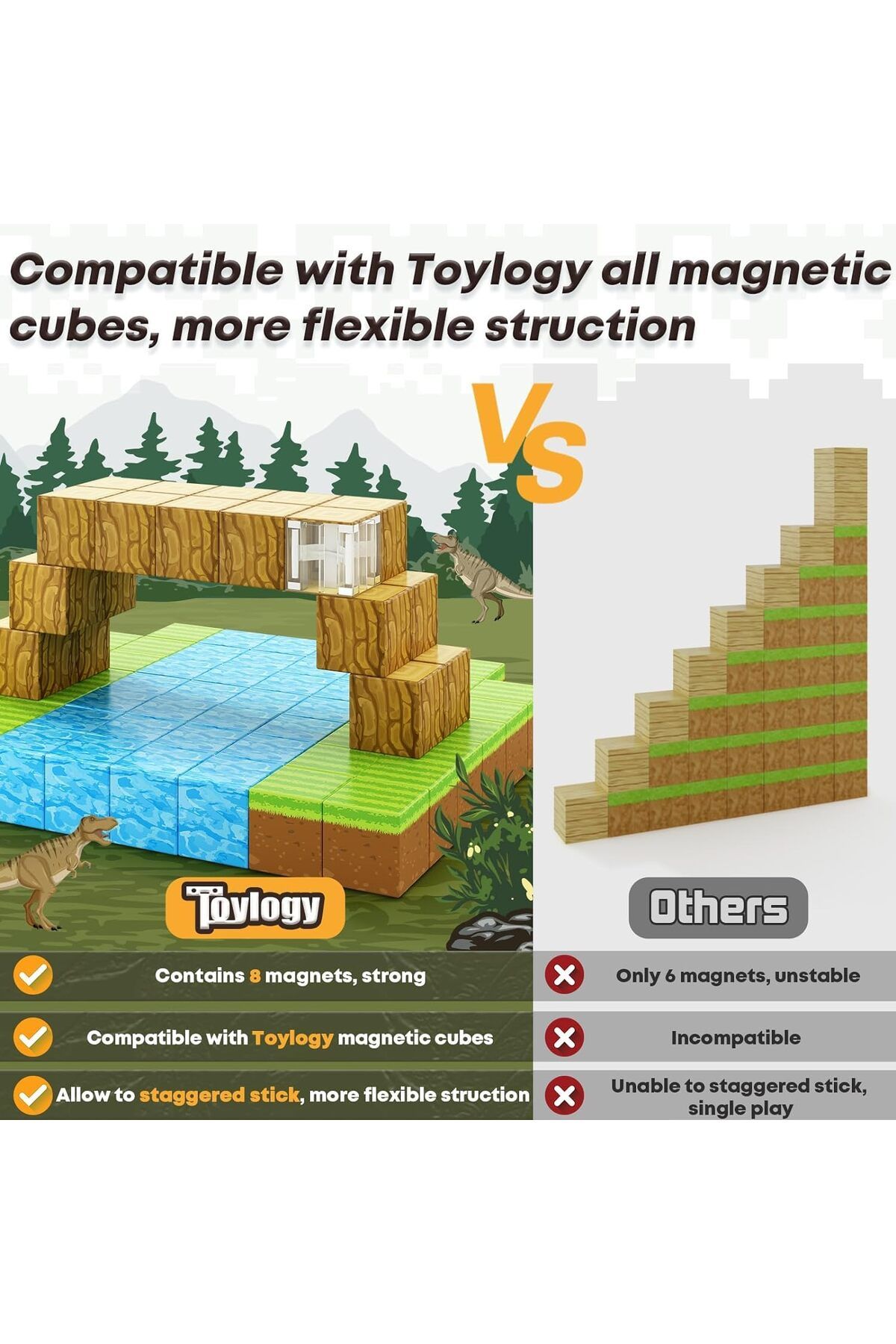 HAOYUNMA-100pcs Magnetic Blocks-Build Mine Magnet World Set for Boys & Girls Age 3+ Sensory Toys for Toddl... 3