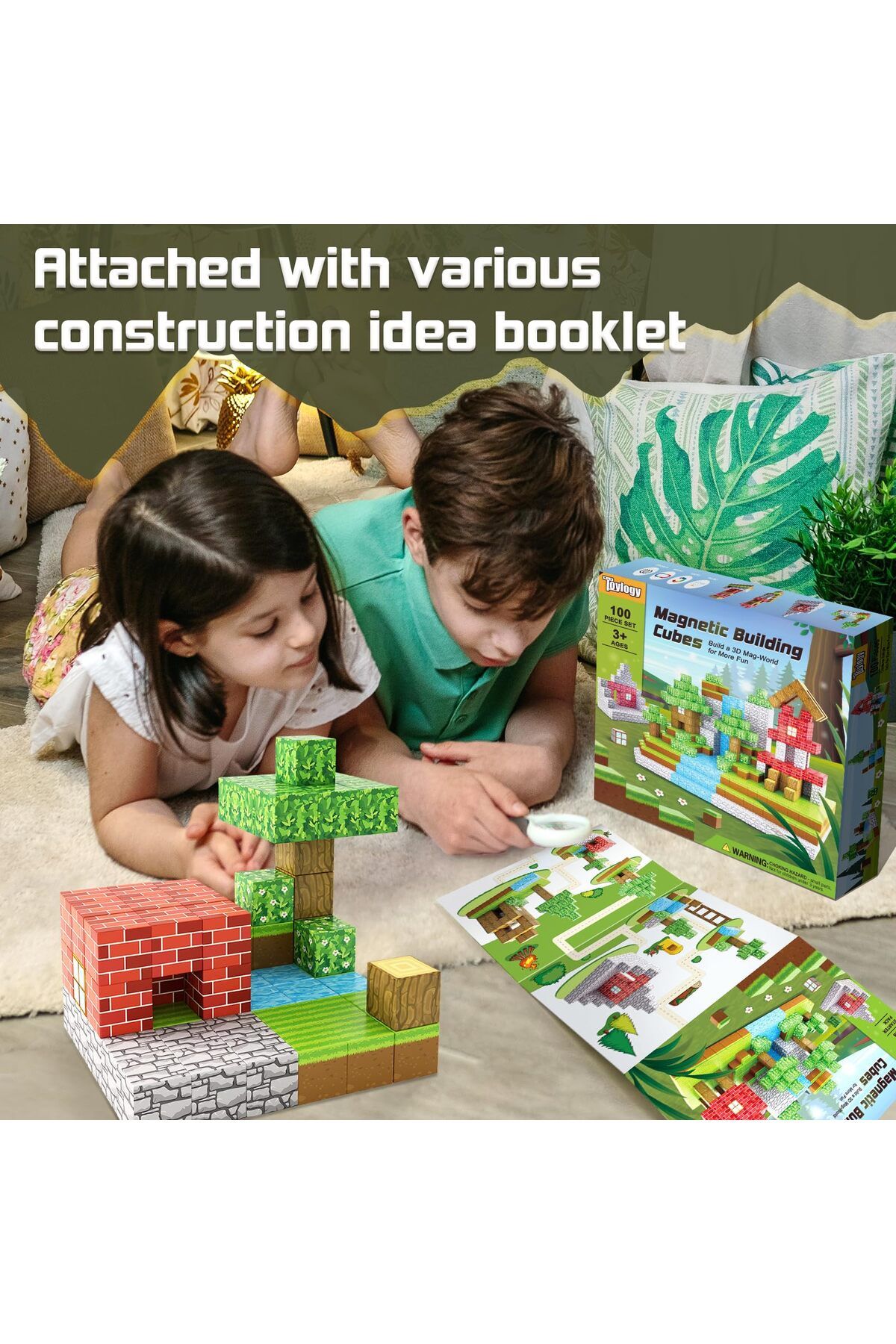 HAOYUNMA-100pcs Magnetic Blocks-Build Mine Magnet World Set for Boys & Girls Age 3+ Sensory Toys for Toddl... 5