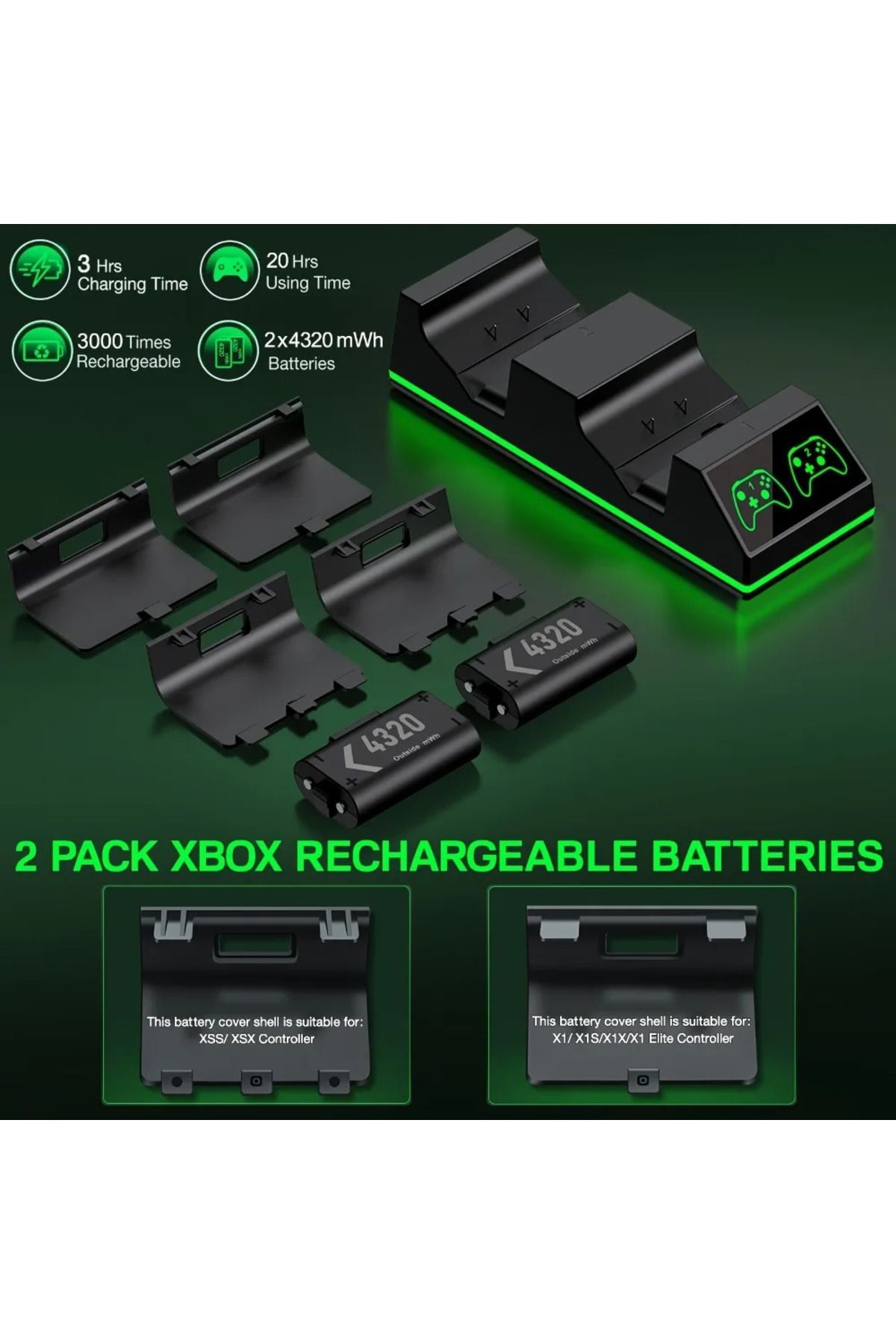 Choice-Controller Charger For Xbox One Controller Charging Station With 2  Rechargeable Battery Packs Fo... 3