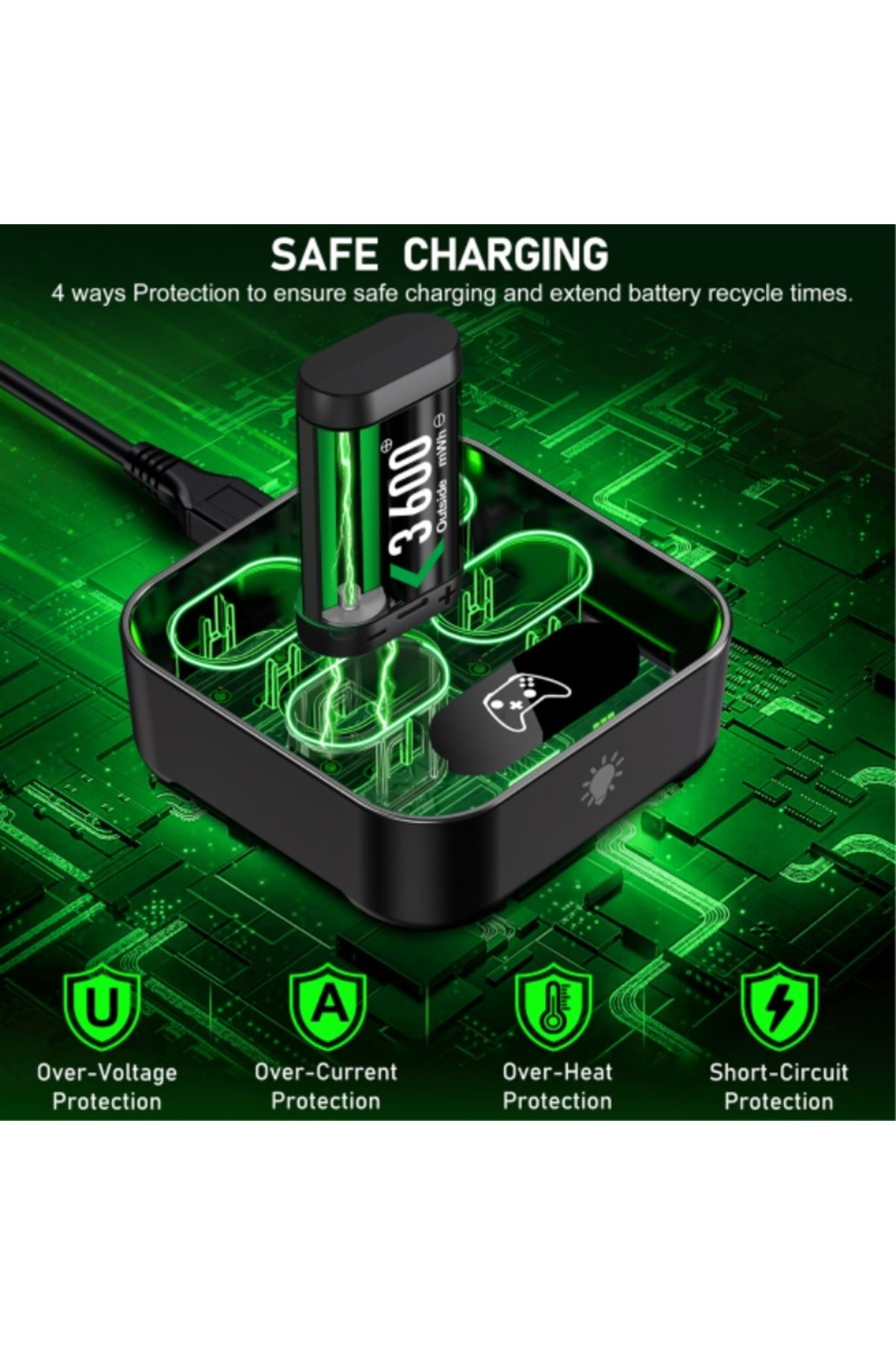 DinoFire-4X3600mWh Rechargeable Battery For Xbox One  Xbox Series X/S/Xbox One S/X charger + USB/Type-C Ch... 7