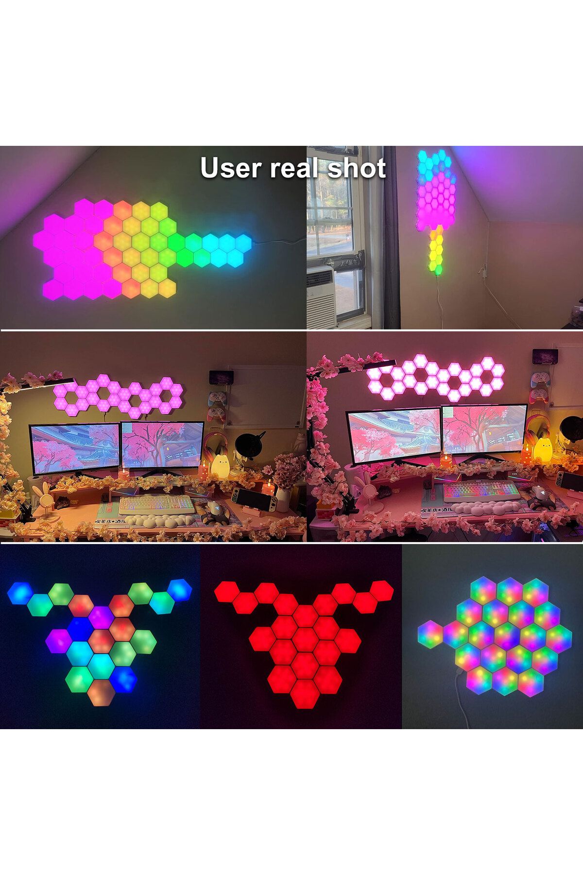 TouCloud-RGB Intelligent Hexagon Wall Light Color Changing Ambient Night Light Hexagonal Lights Shape DIY ... 3