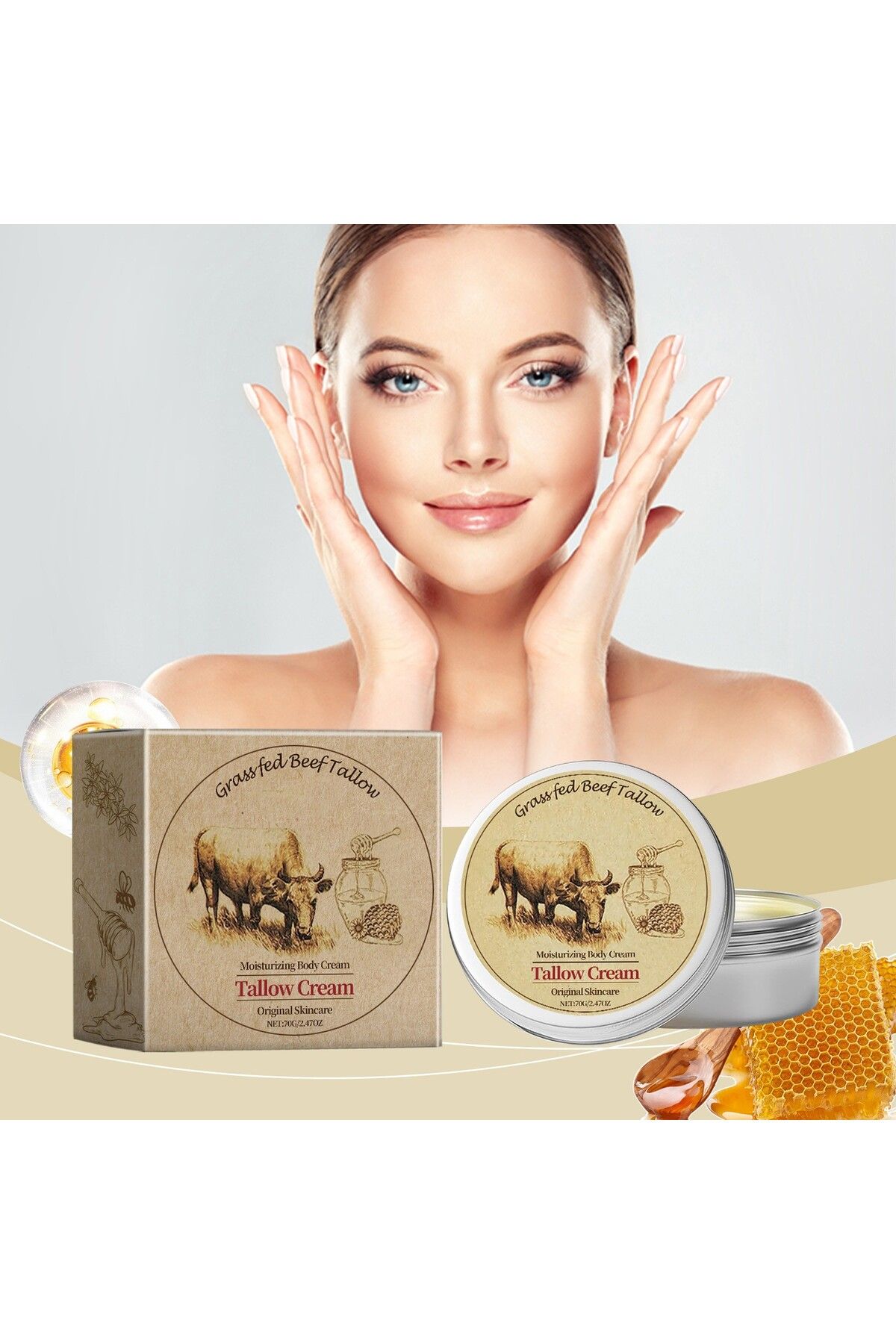 Choice-Beef Tallow For Skin, Tallow And Honey Cream, Organic Beef Tallow Balm For Face Moisturizer With ... 1