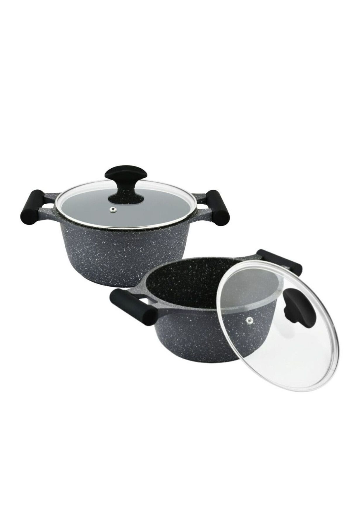 Prestige-Essentials Granite Nonstick Pots and Pans Set | Induction Cookware Set 11 Pieces  - Black 2