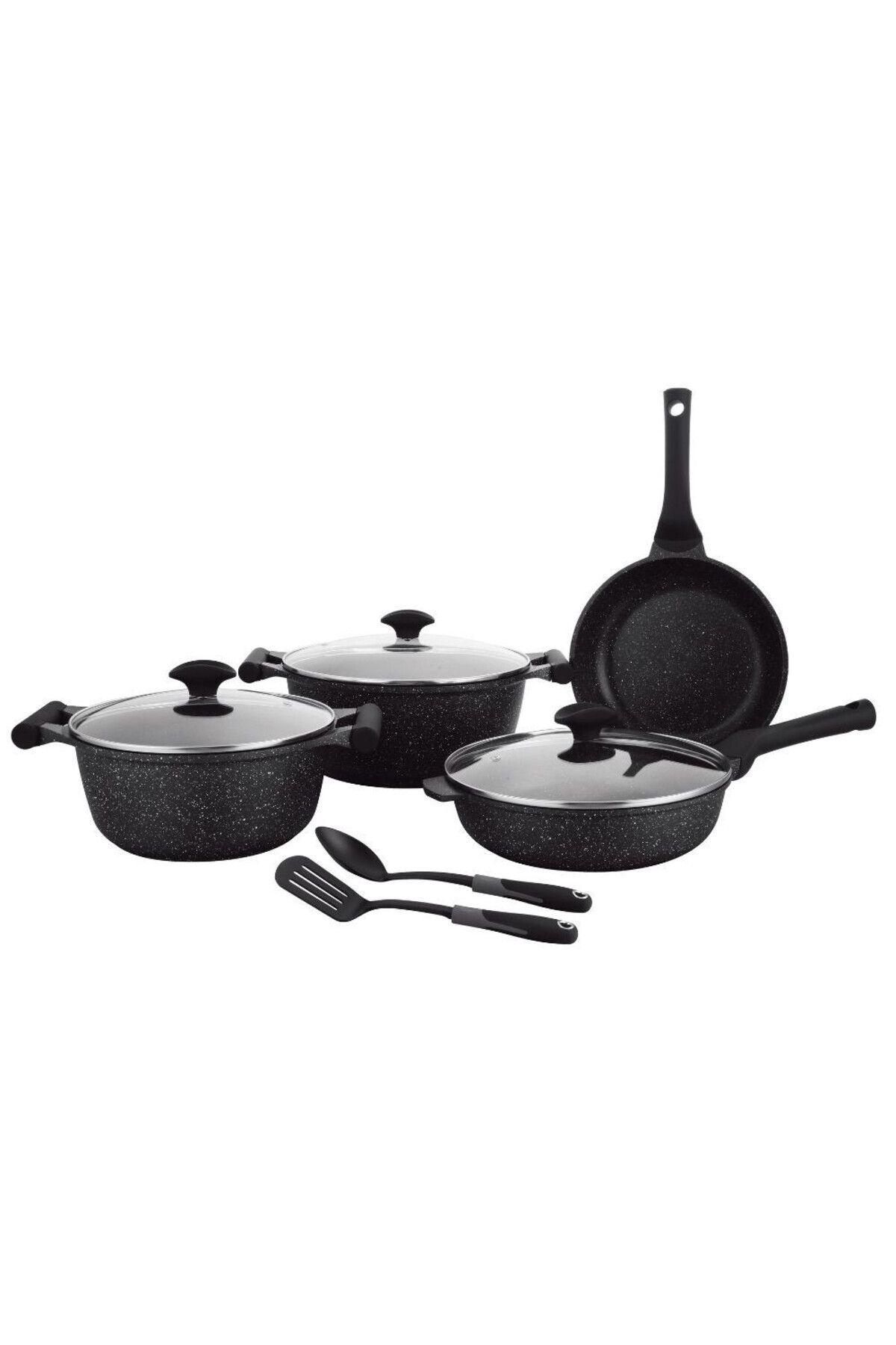 Prestige-Essentials Granite 9pcs Pots and Pans Set | Nonstick Cookware Sets  - Black 1