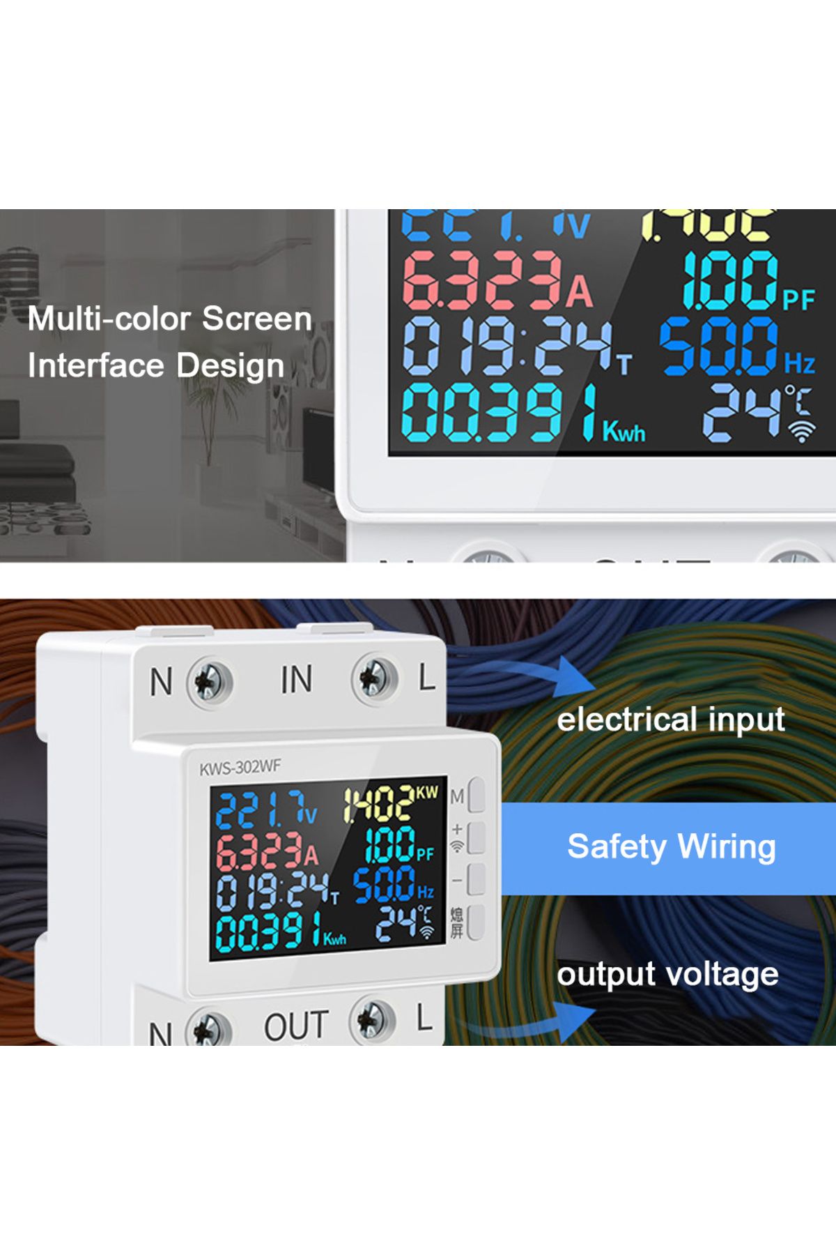 Choice-Tuya 8 in1 Power Meter Color Screen 2P AC Energy Meter APP Control 170-270V/63A Voltage and Curre... 6