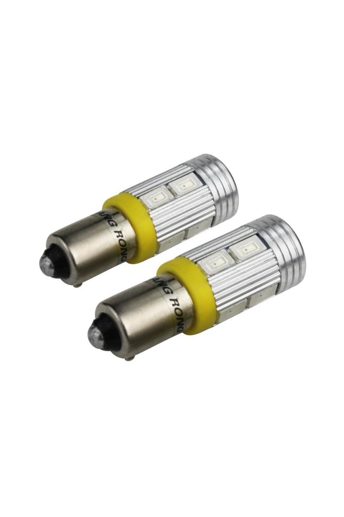 Choice-ANGRONG 2pcs H21W BAY9s 10SMD LED Bulb Front Indicator Rear Reverse Side Light Amber 12V 7