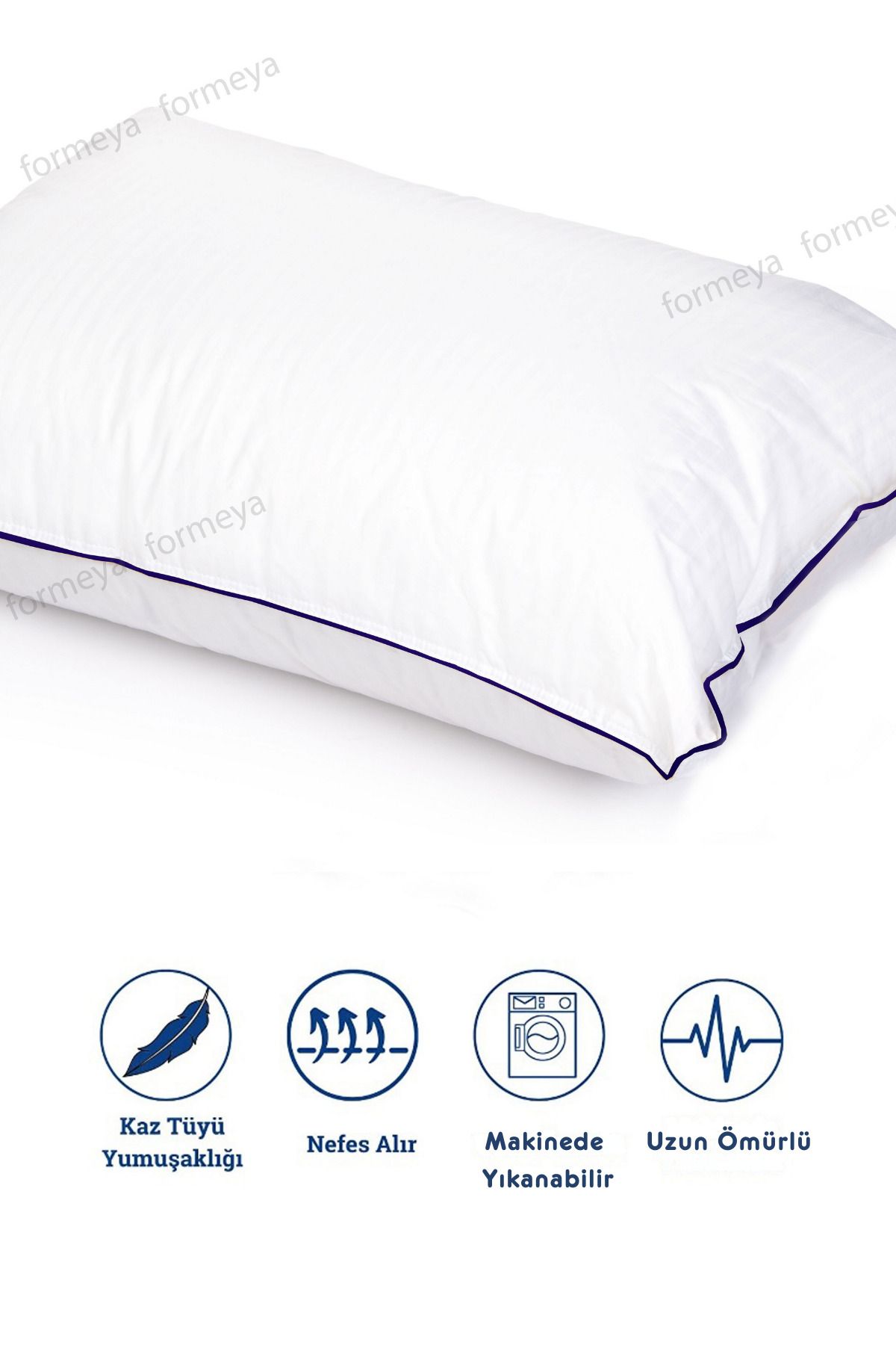 Formeya-1 Piece Blue Piping Nano Gel Pillow 100% Cotton Outer Fabric 50X70 cm 1100 Grams 2