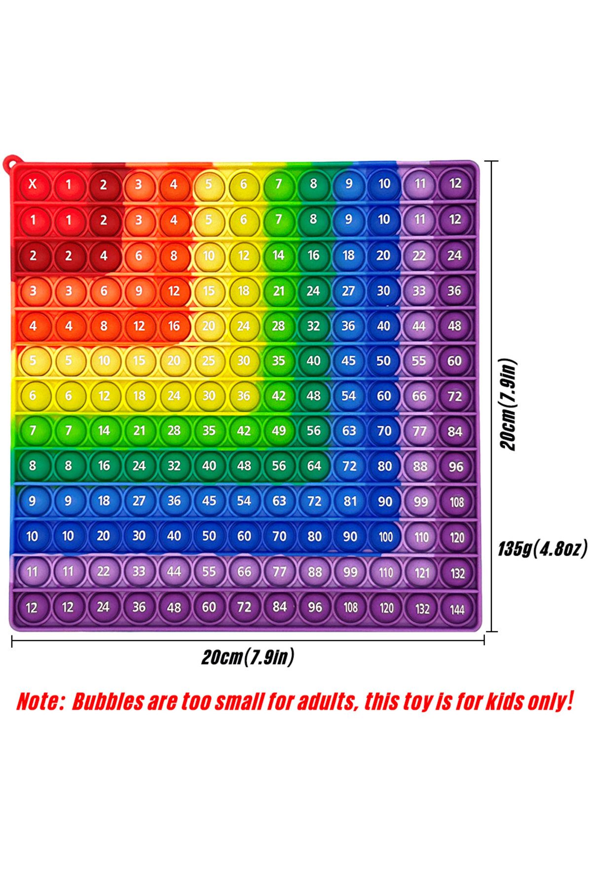 Choice-Colorful 12x12 Multiplication Push Bubble Fidget Pop Toys, Times Table Math Teaching Resources Ed... 3