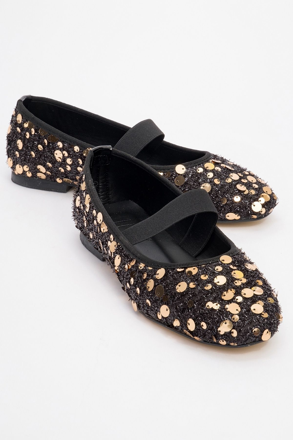 کفش بالرین زنانه LuviShoes GREGO Black Gold Sequin