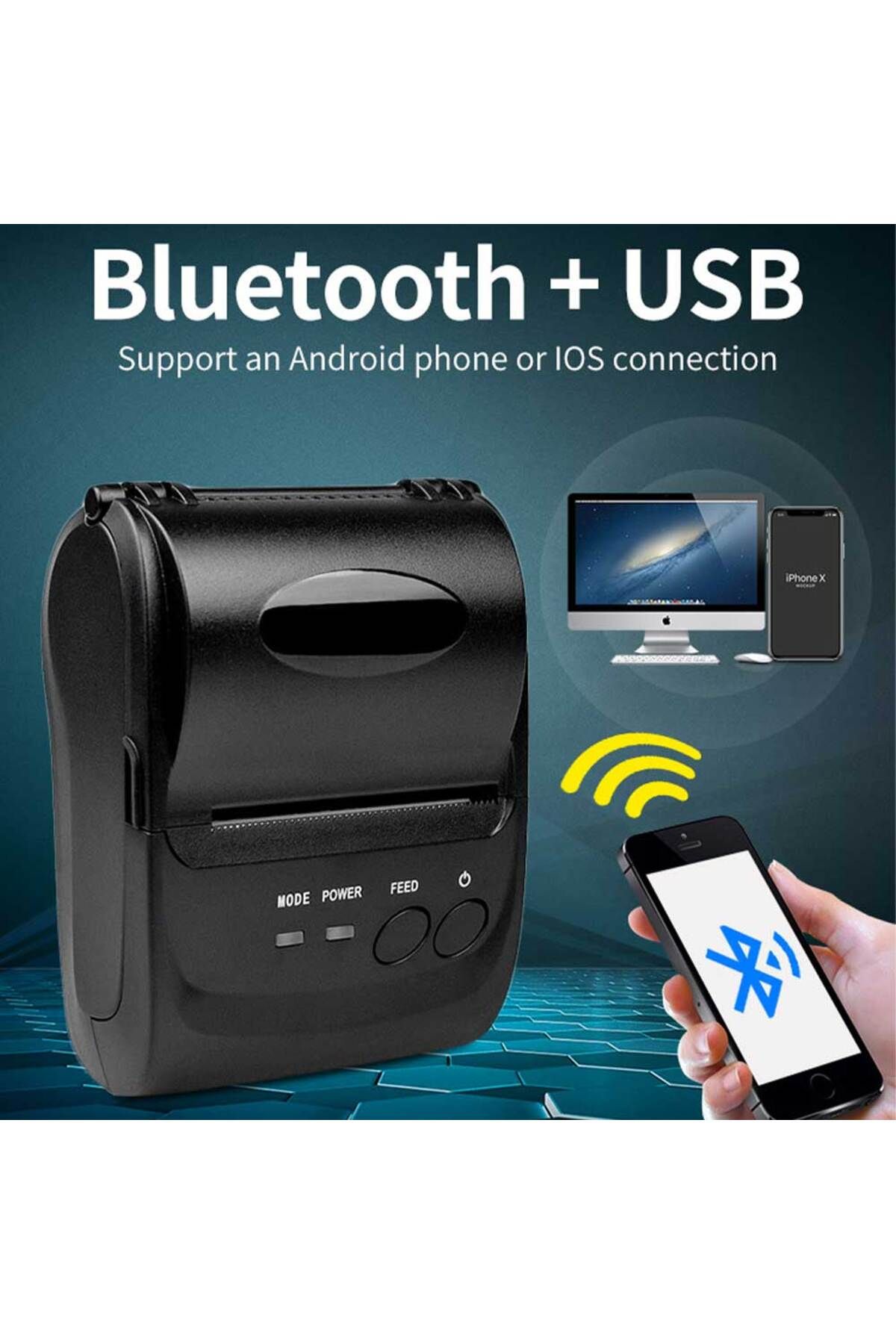 Choice-HZTZ Mini Bluetooth Printer Thermal Printer ticket receipt USB Portable Wireless For Android IOS ... 3