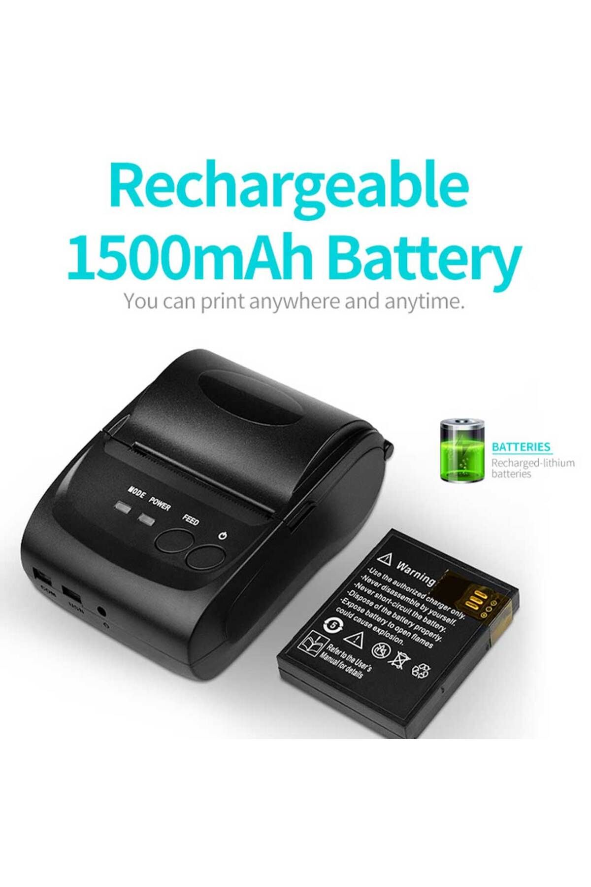 Choice-HZTZ Mini Bluetooth Printer Thermal Printer ticket receipt USB Portable Wireless For Android IOS ... 5