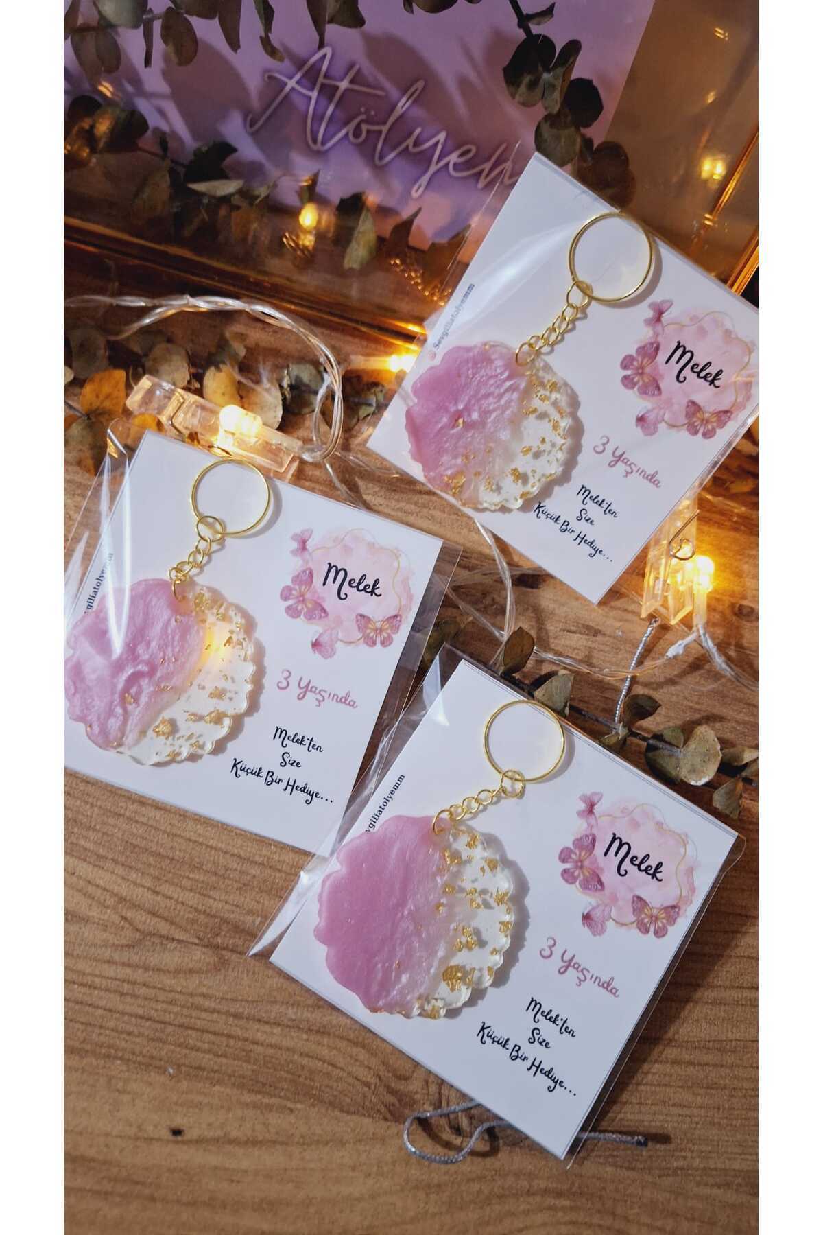 SevgiliAtolyemm KELEBEK TEMALI KARTLI ANAHTARLIK  MEVLÜT YENİDOĞAN HEDİYELİK DOĞUM GÜNÜ BABYSHOWER  10 ADET fotoğrafı 3 (önizleme)