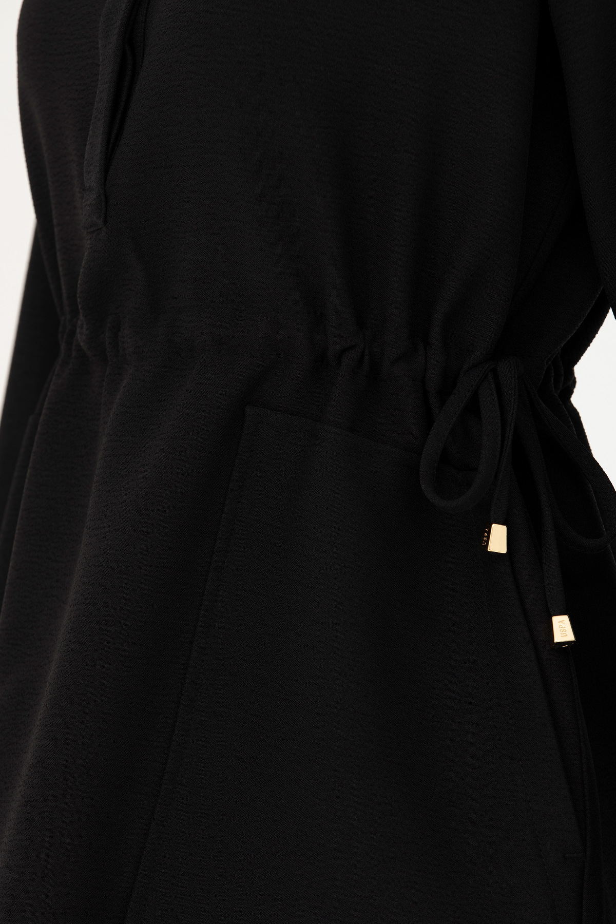 U.S. Polo Assn.  Kadın Siyah Mini Boy Dokuma Elbise 50271164-VR046 - Görsel 7