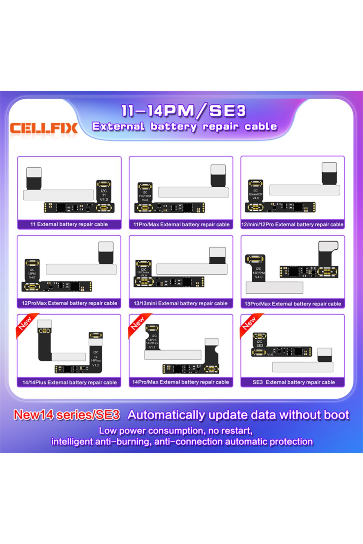 Choice-i2C BR-13 Battery Flex Cable Data Corrector For iPhone 11 12Pro 13 14 Battery Calibration Capacit... 2