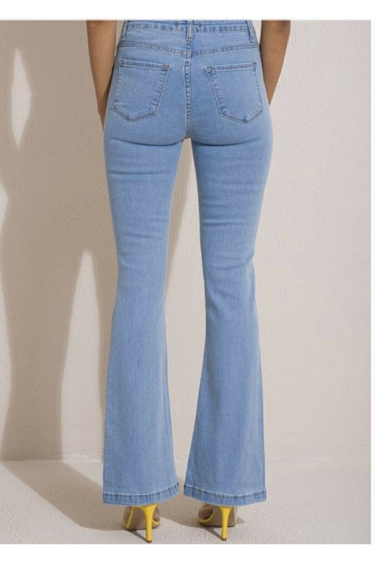 TRENDNATUREL-Spanish Light Blue High Waist Lycra Flare Jeans Trousers (SEE OUR SIZE CHART) 4