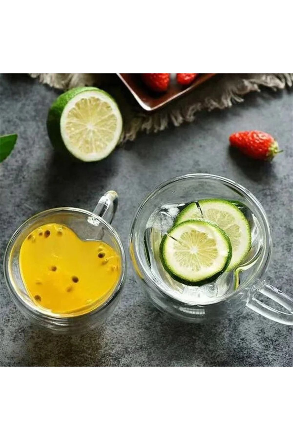 Choice-Heart Love Shape Glass Cup Double Wall Coffee Mug with handle Anti-scald Heart Drinking Tea Milk ... 5