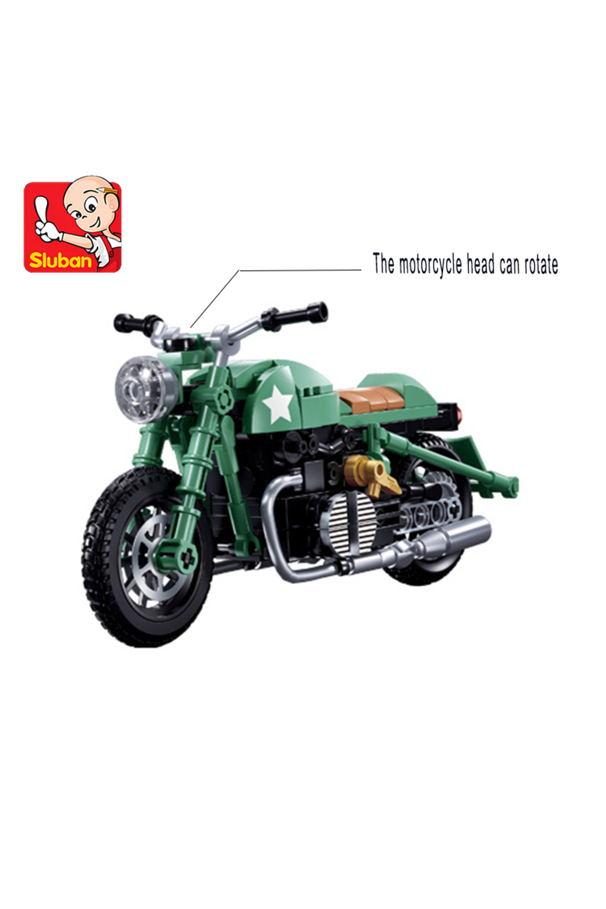 ست بلوک پازل موتورسیکلت سبز M38-B1133، مناسب به‌عنوان هدیه یا تزئین میز کار.