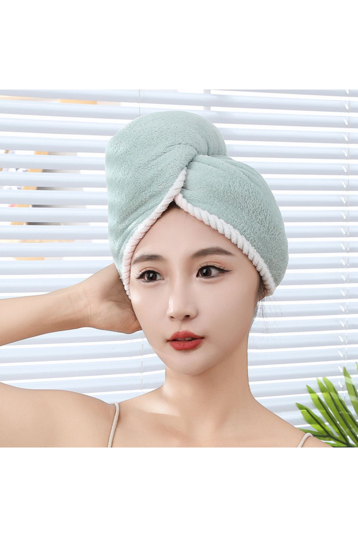 Choice-New Double-Layer Dry Hair Cap Female Coral Fleece Head Wrap Towel Washing Hair Wipe Super Absorbe... 5