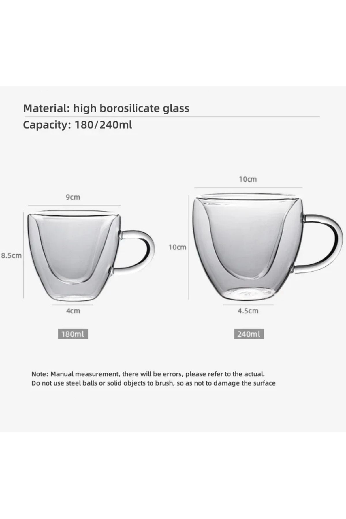 Choice-Heart Love Shape Glass Cup Double Wall Coffee Mug with handle Anti-scald Heart Drinking Tea Milk ... 7