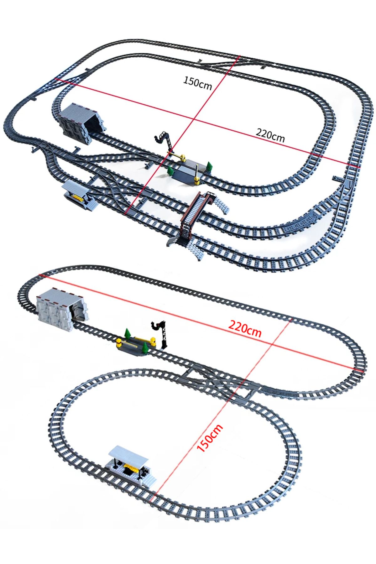 Mitty-City Train Station Platform Traffic Light Cave Flyover Tracks Straight Curved Rails Building Bloc... 8