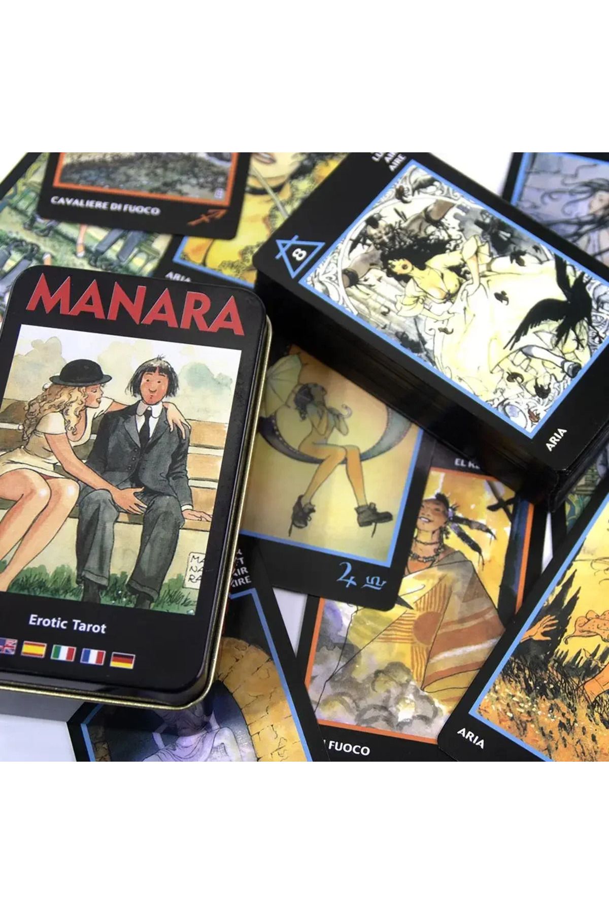 Choice-Manara Tarot Deck In A Tin Box Gilded Edge for Fortune Telling Game Card 78pcs 5