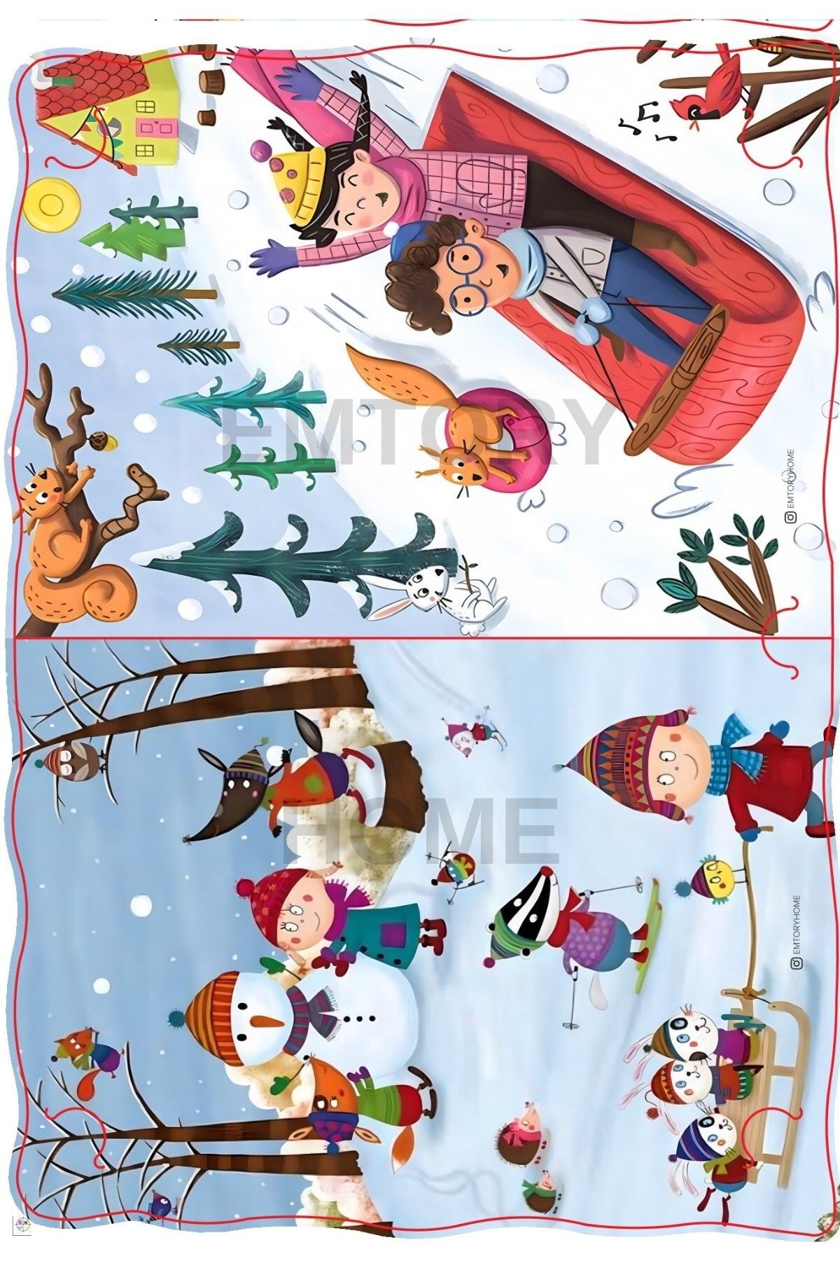 Emtory Home-10 Pieces Sömestr Karne Covers - Snowman Winter Concept - Coated Material 2