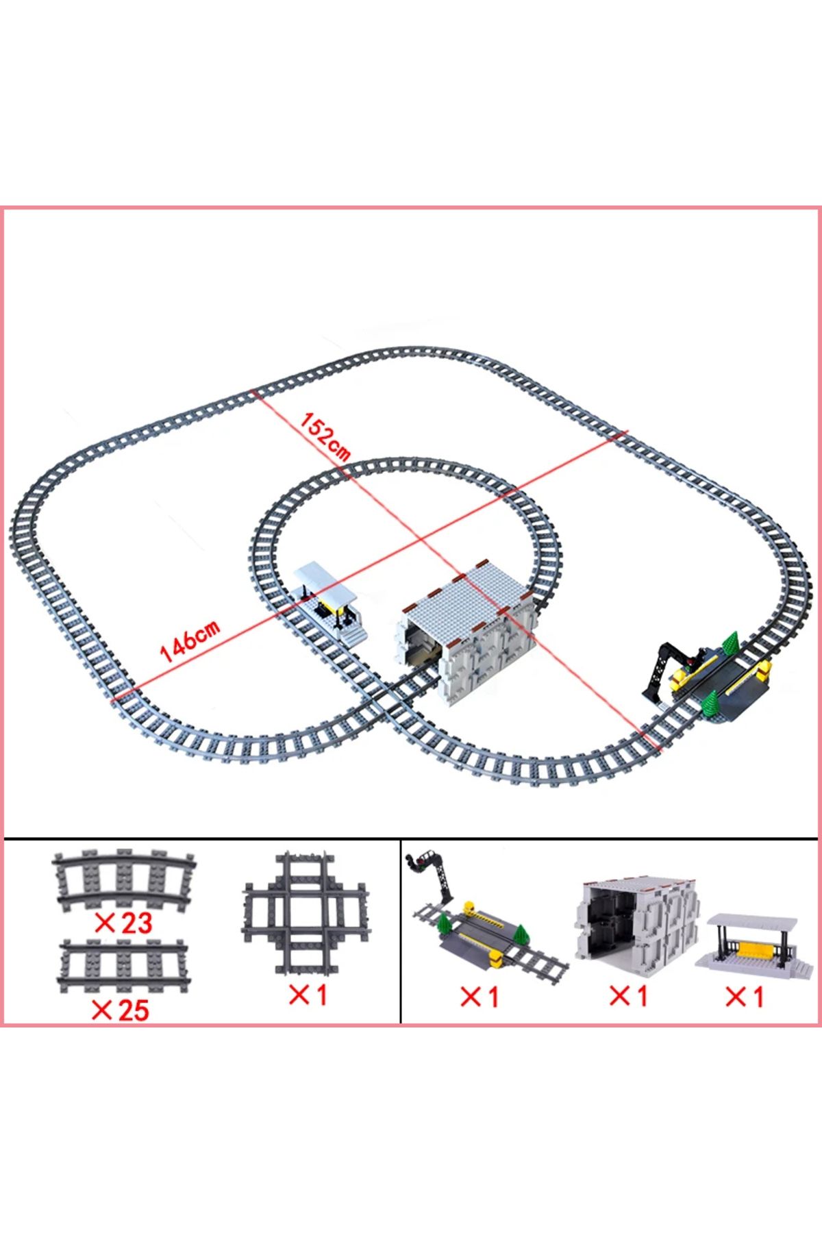 Mitty-City Train Station Platform Traffic Light Cave Flyover Tracks Straight Curved Rails Building Bloc... 7