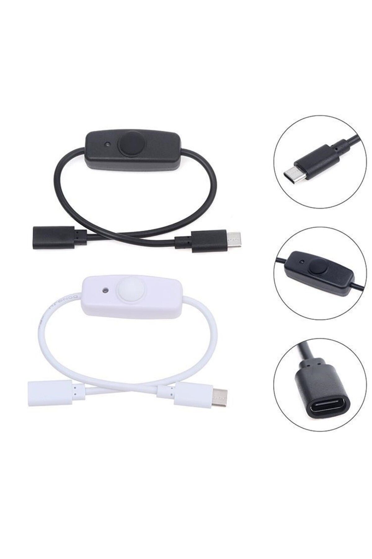 Choice-USB Type C With ON/OFF Switch Power Button 30CM Charging Extension Cable Universal Type-C 8