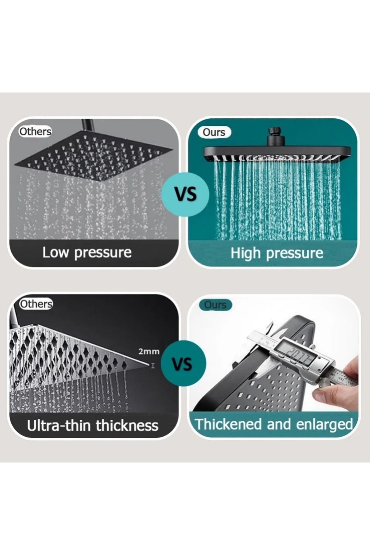 Choice-New 12 Inch High Pressure Top Spray Rain Shower Head Larger Flow Supercharge Rainfall Showerhead ... 3