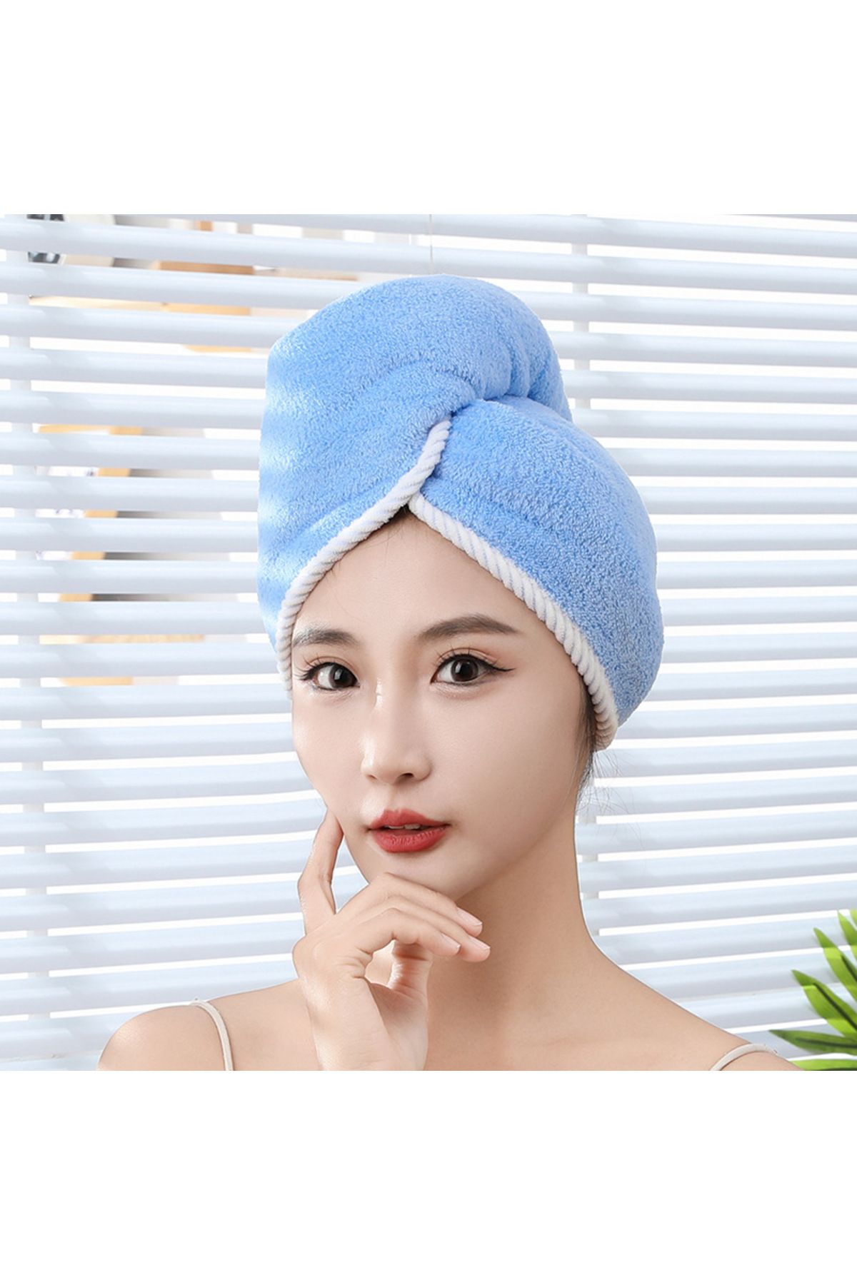 Choice-New Double-Layer Dry Hair Cap Female Coral Fleece Head Wrap Towel Washing Hair Wipe Super Absorbe... 3