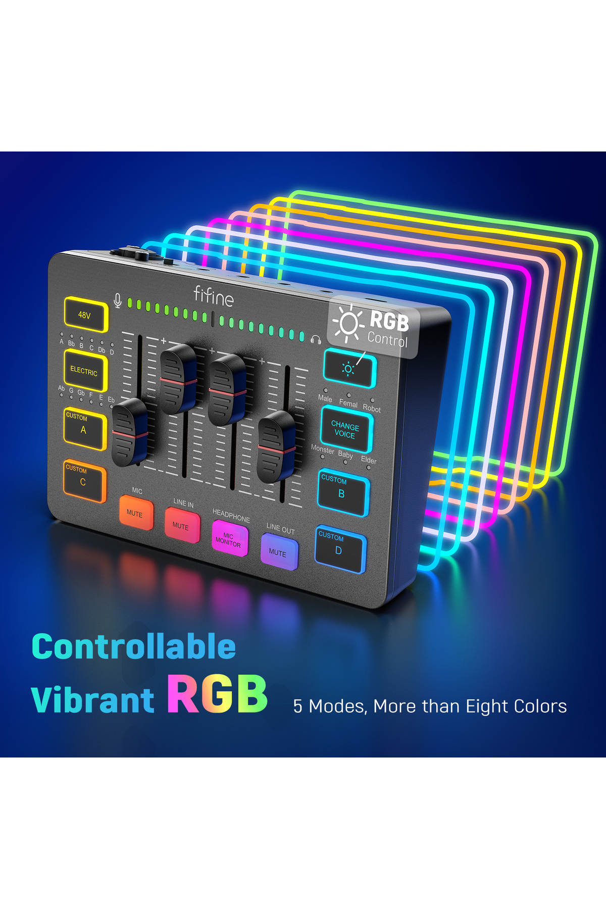 Choice-Fifine Gaming Audio Mixer - 4-Channel Rgb Streaming Mixer with Xlr Microphone Interface 7