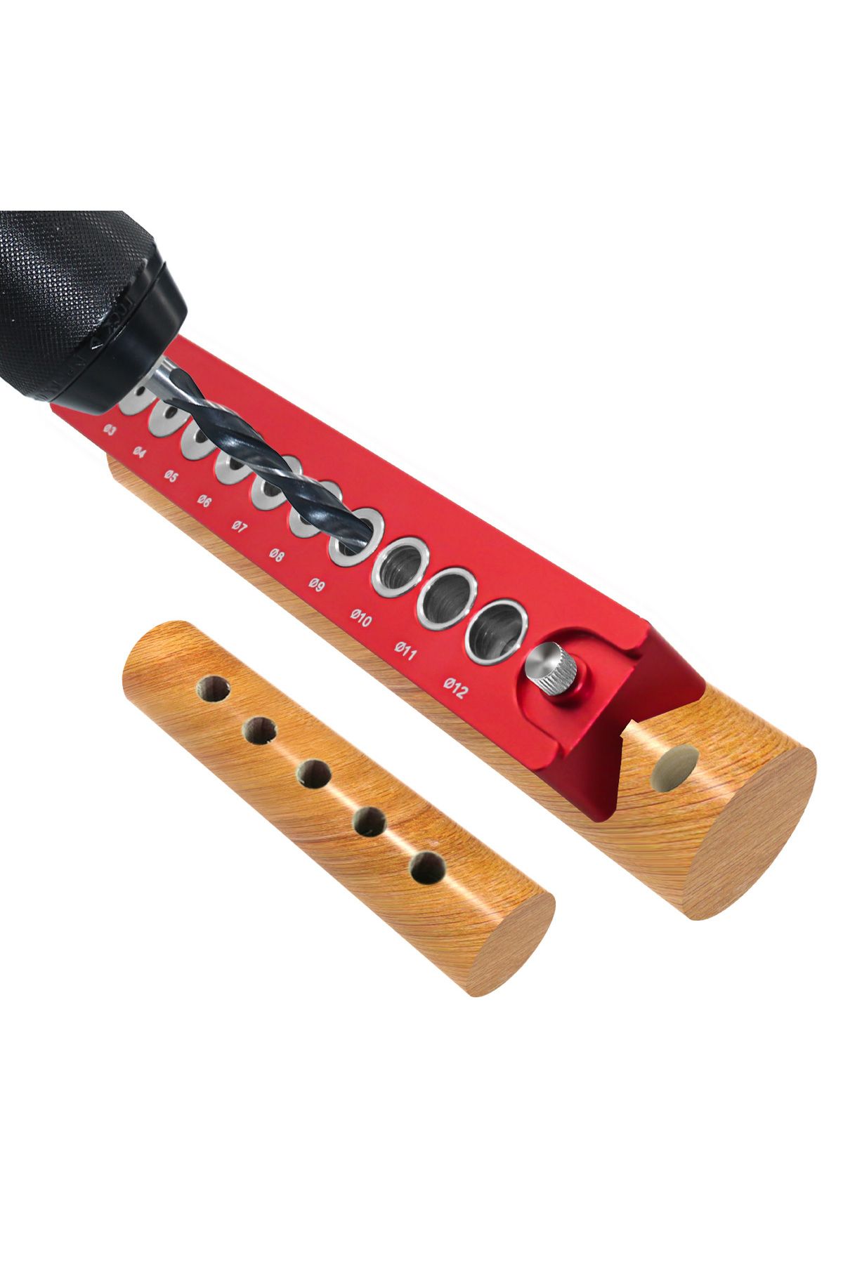 JIGHOLE-3-12mm Doweling Jig Drill Block - Handheld Drill Guide Woodworking Self Centering Drill Locator V... 4