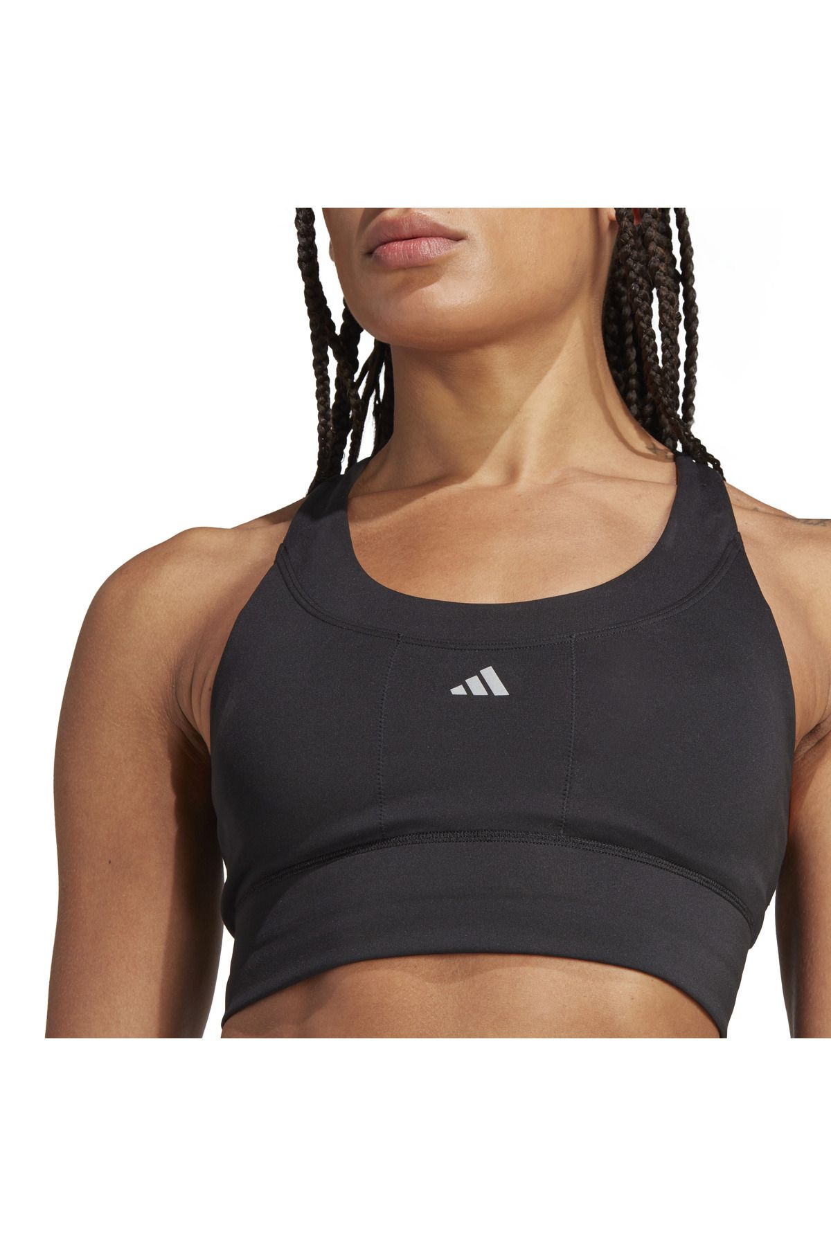 adidas-Black Medium-Support Women's Sports Bra - Run Pocket BRA IX1553 5