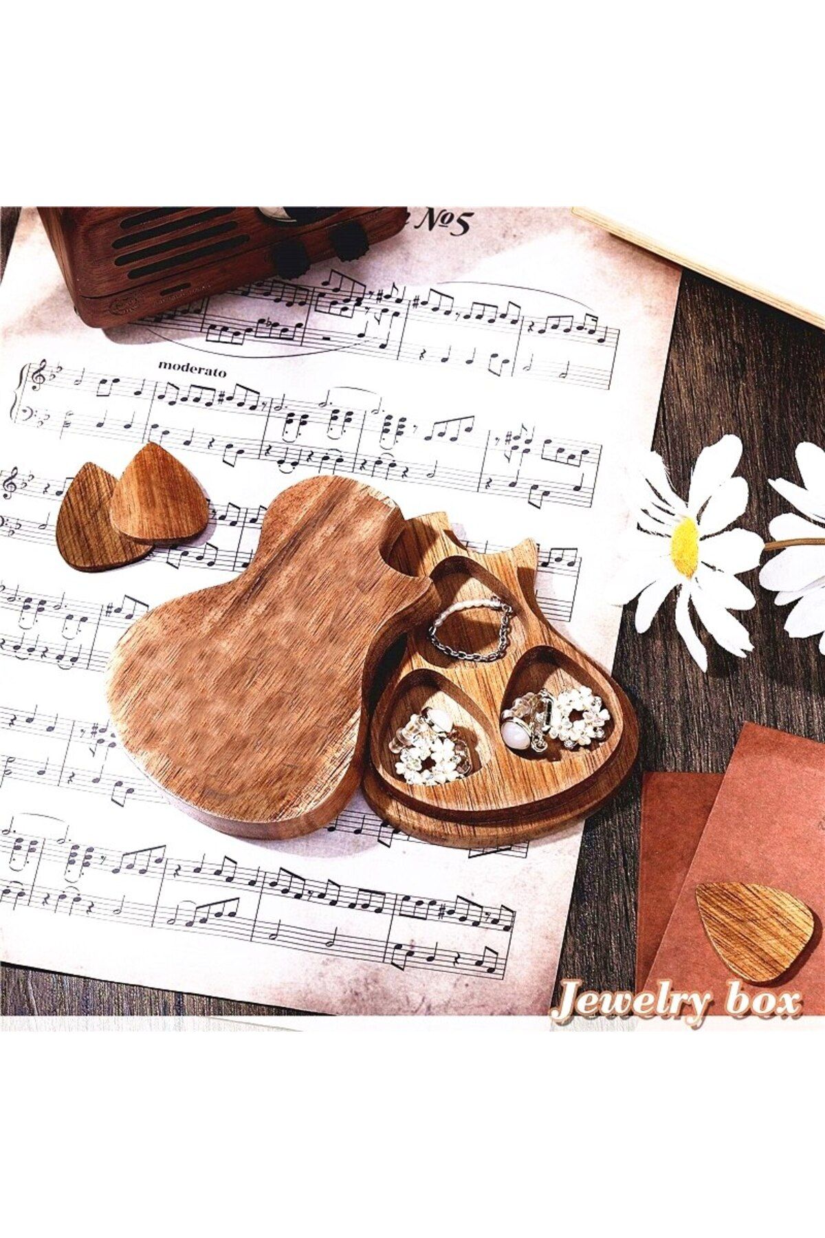 Choice-Wooden Guitar Picks Box Guitar Pick Storage Box Holder Plectrum Container No Guitar Picks Included 7
