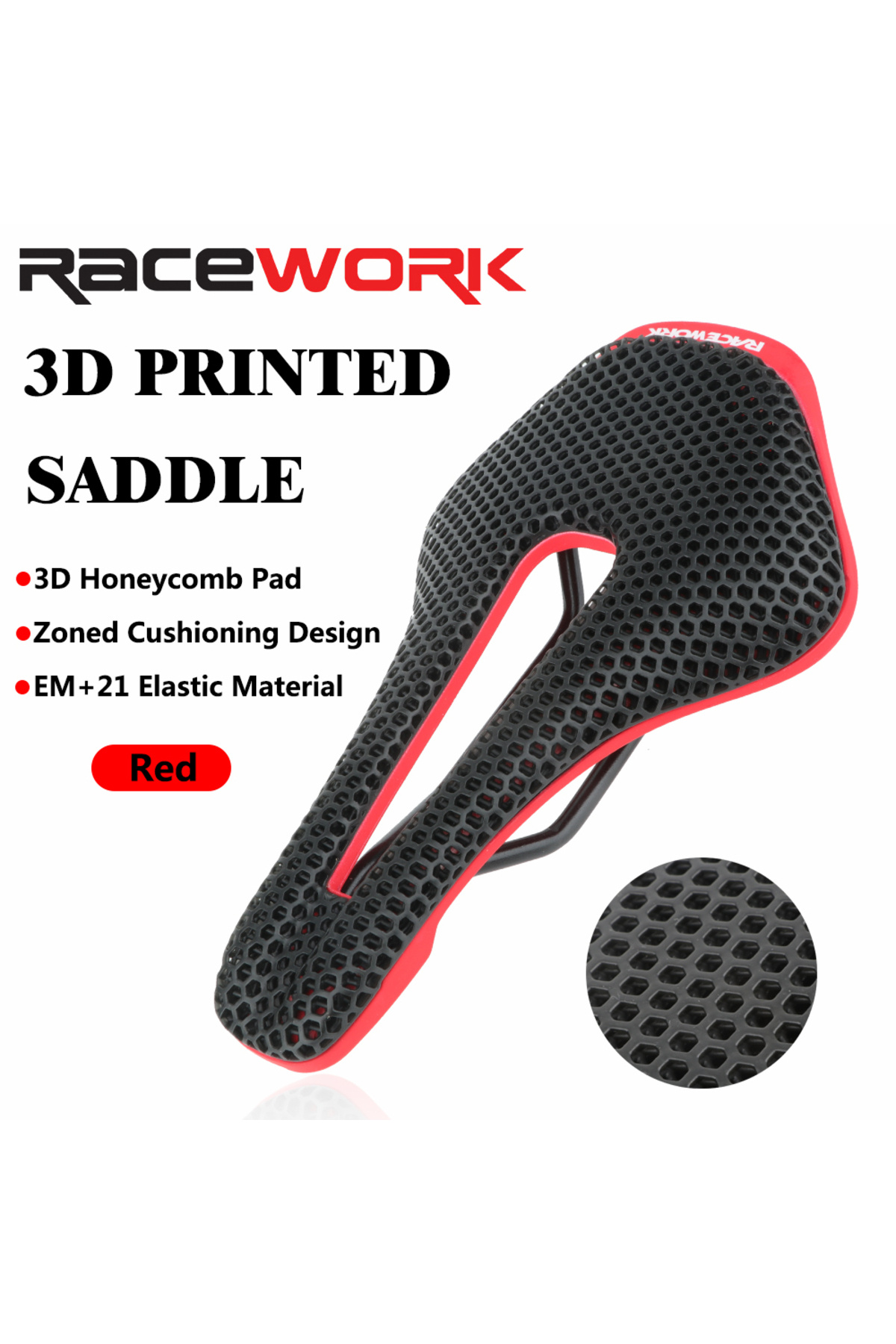 Choice-RACEWORK MTB 3D Printed Saddle Beehive Structure Hollow Racing Folding Road Bike Comfortable Sadd... 1