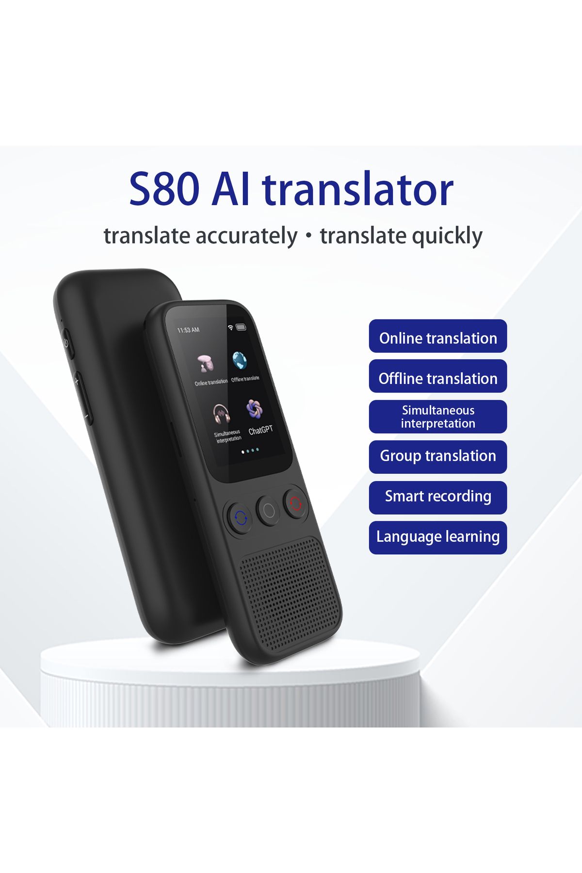 Aibecy-S80 Language AI Translator Device with 138 Languages Voice Translating 17 Offline Translation Sim... 6