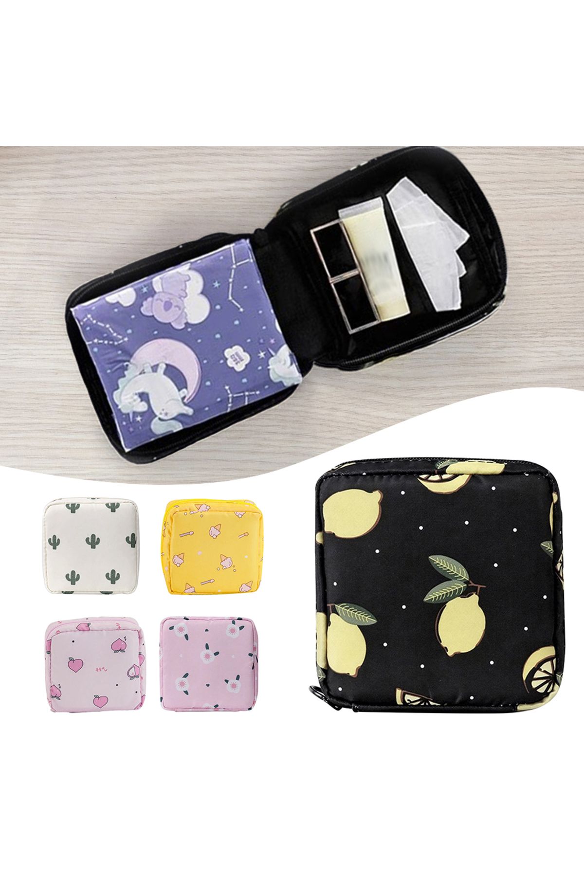 PEAKINBAGS-Cartoon Sanitary Napkin Tampon Storage Bag Sanitary Pad Pouches Portable Cosmetic Lipstick Storag... 2